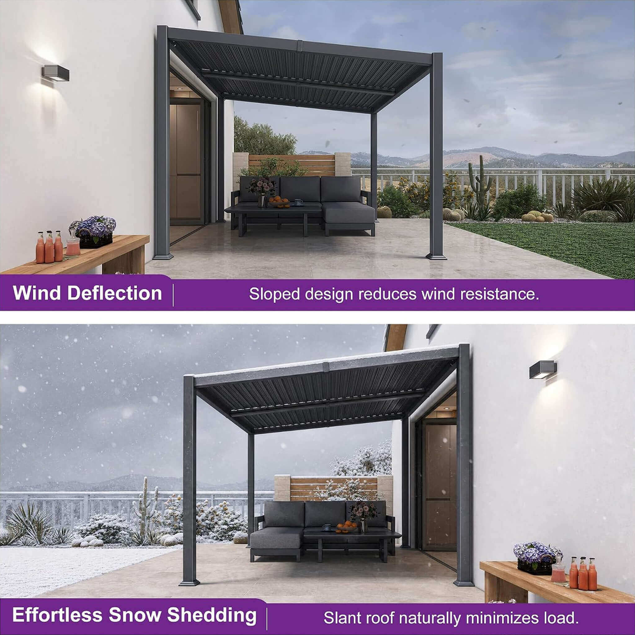 [10X12FT] Alora Modern Louvered Aluminum Pergola With Sloped Roof (SAK41765)