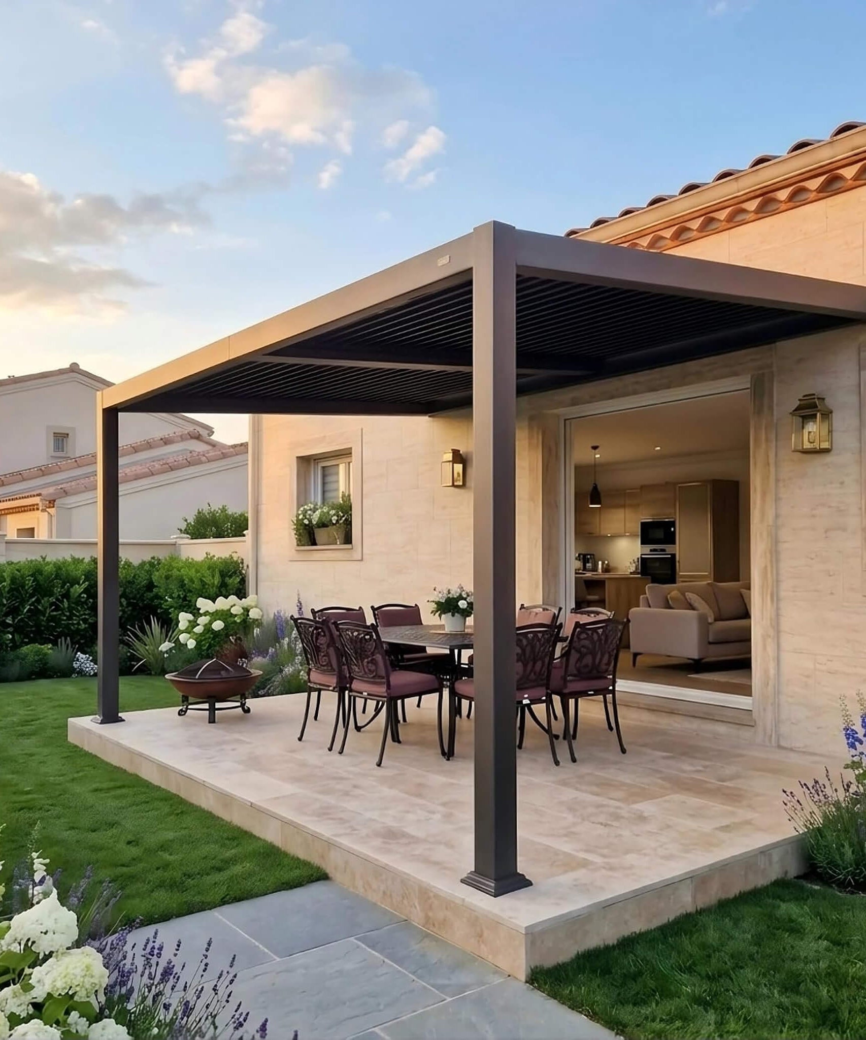 [10X12FT] Alora Modern Wall-Mounted Louvered Pergola With Aluminum Frame (SAK45912)