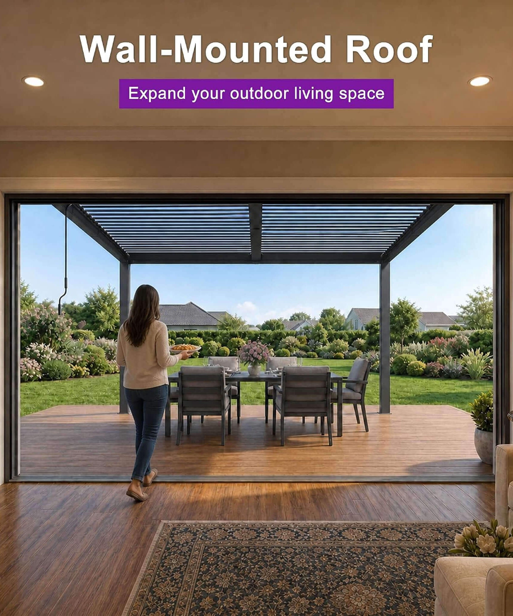 [10X12FT] Alora Modern Wall-Mounted Louvered Pergola With Aluminum Frame (SAK45912)