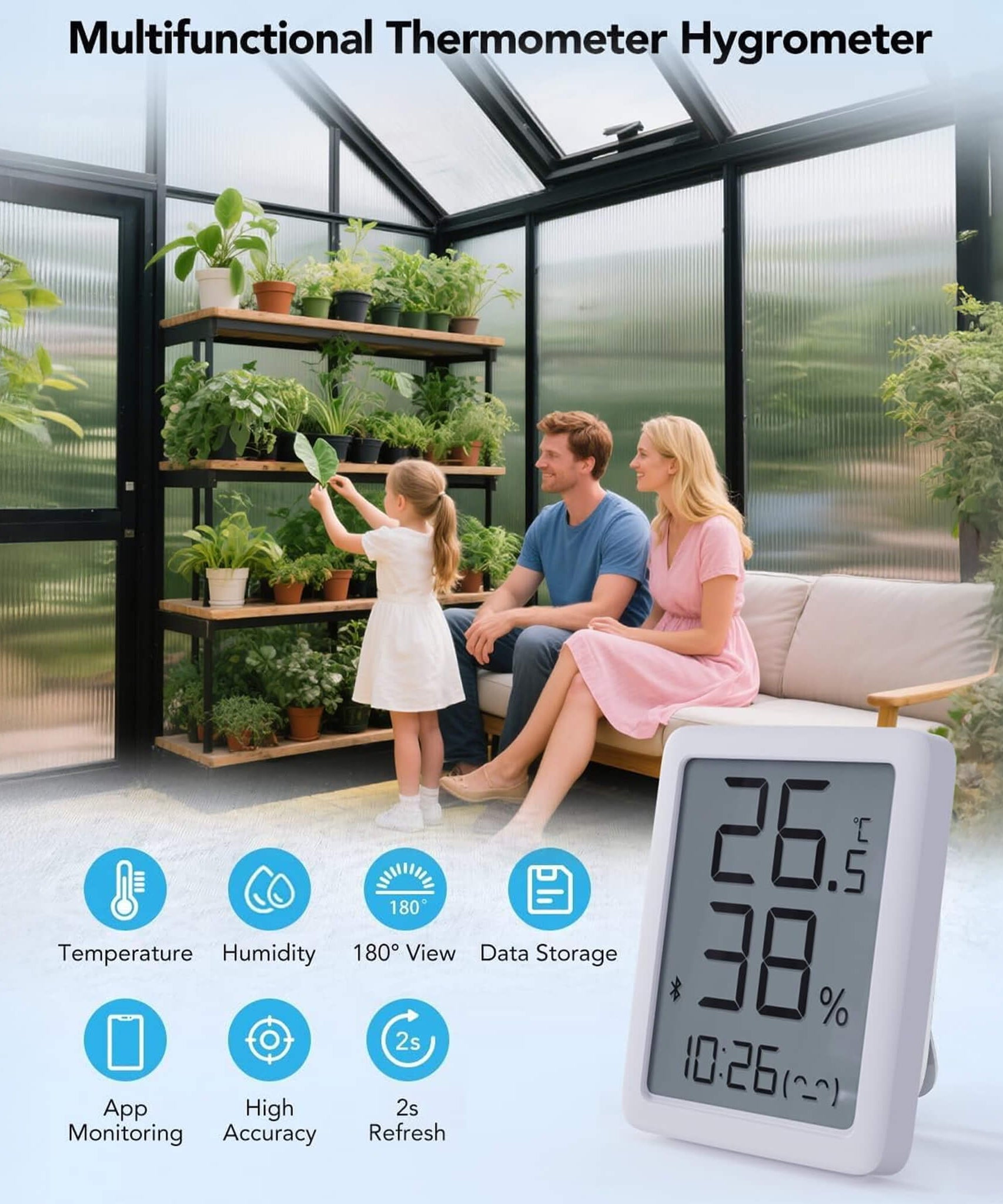 [10X12FT] Outdoor Polycarbonate Aluminum Greenhouse With UV Protection And Thermometer (SAK59183)