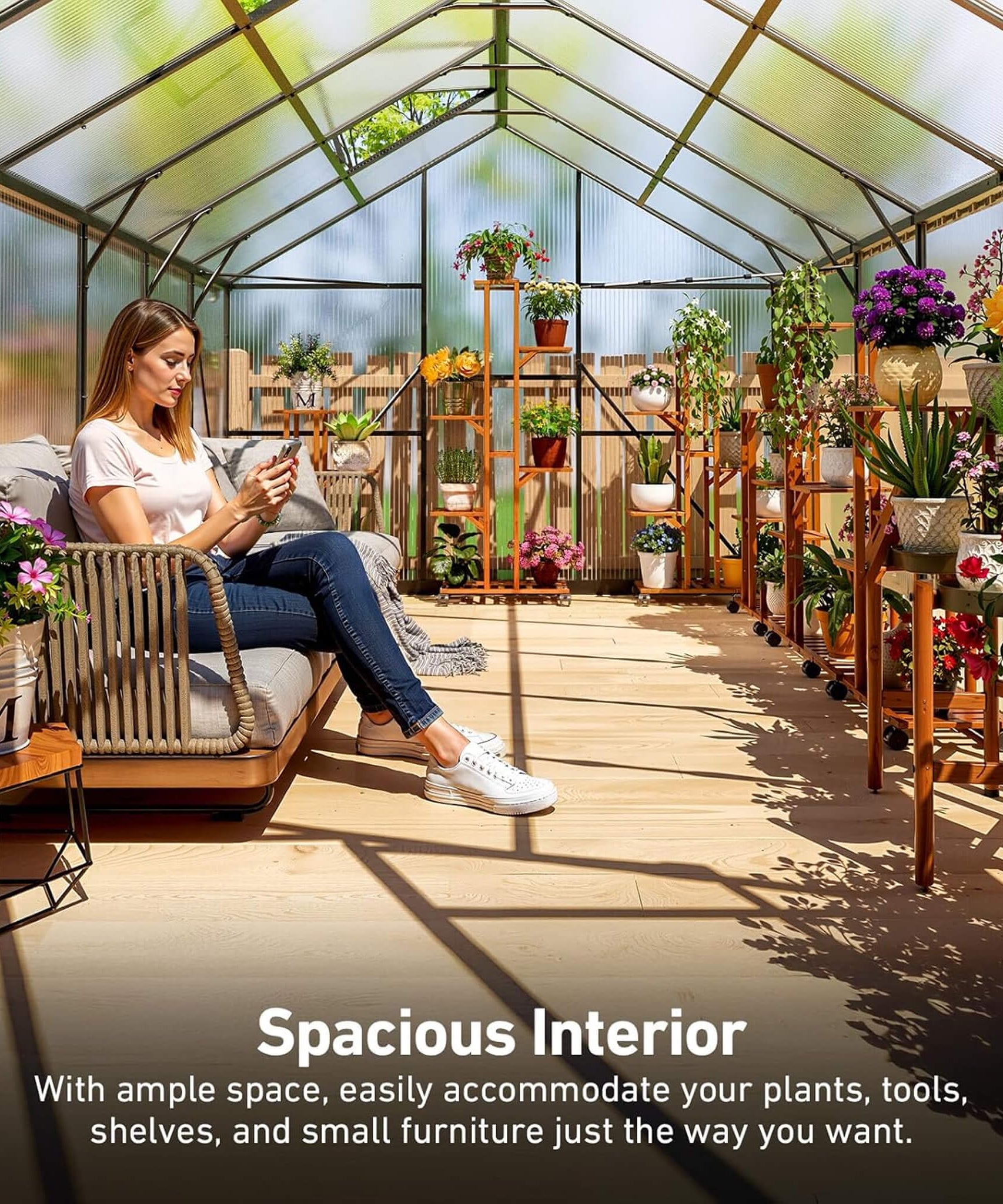 [10X12FT] Outdoor Polycarbonate Aluminum Greenhouse With UV Protection And Thermometer (SAK59183)