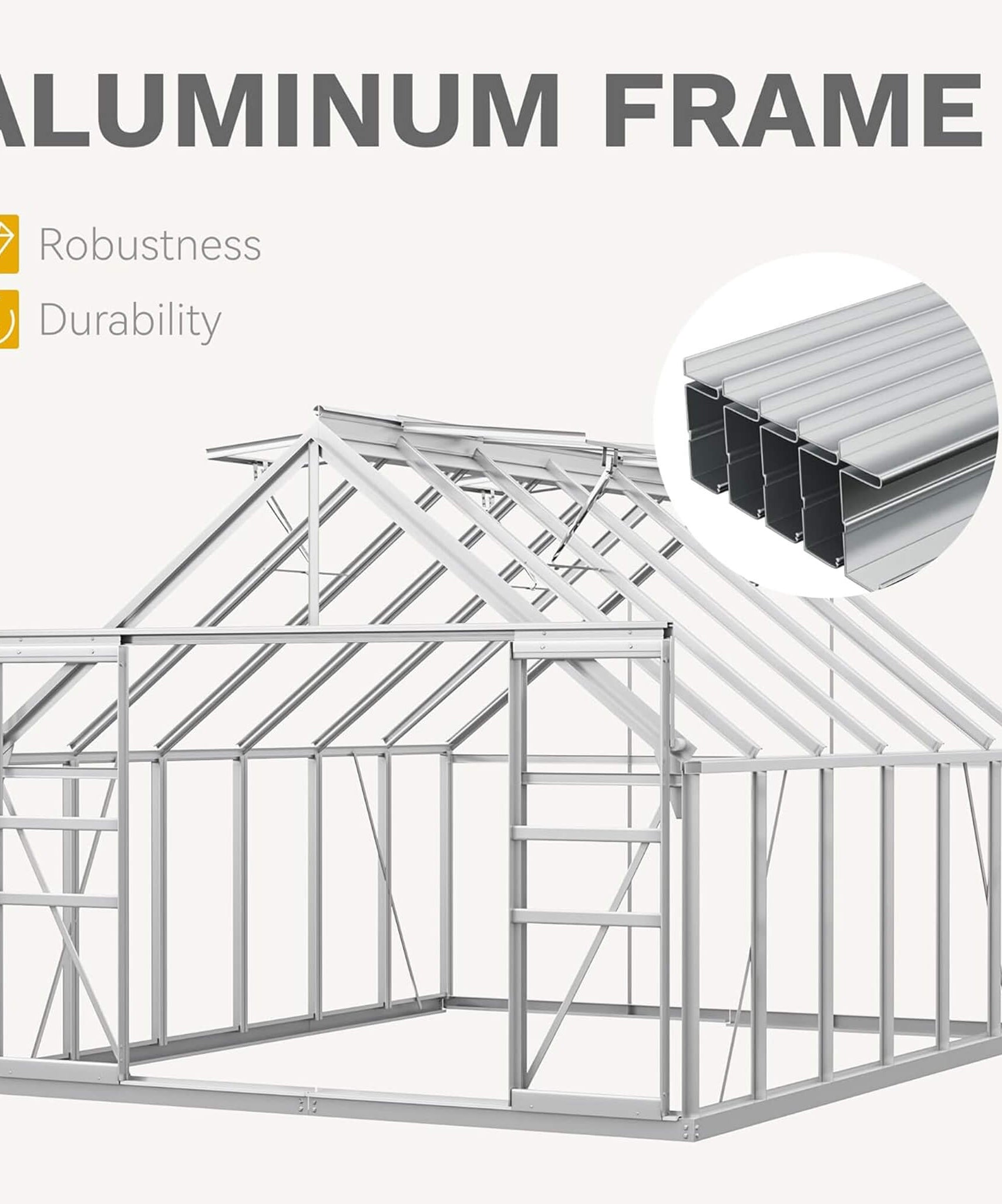 [10X12FT] Large Polycarbonate Walk-In Garden Greenhouse With Vent Window, 4MM (SAK71528)