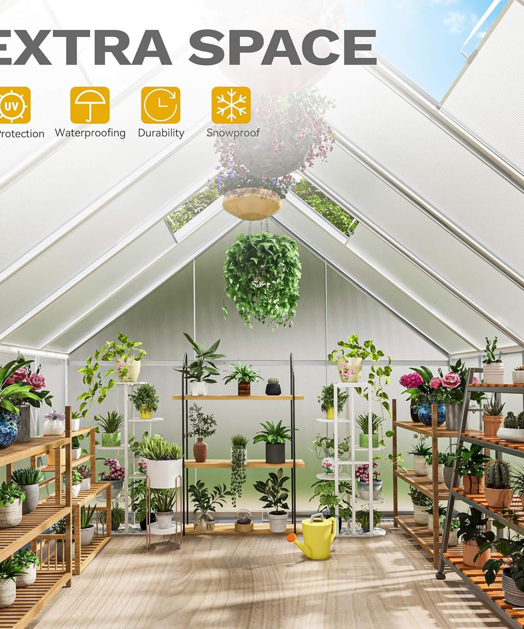 [10X12FT] Large Polycarbonate Walk-In Garden Greenhouse With Vent Window, 4MM (SAK71528)