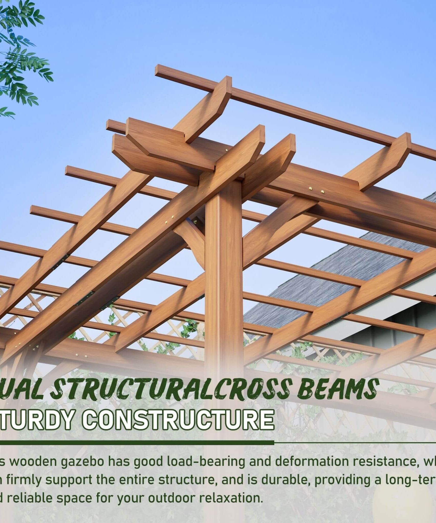 [10X12FT] Alora Premium Extra Large Outdoor Weather-Resistant Wooden Grape Pergola (SAK16278)