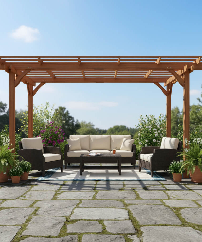 [10X12FT] Alora Premium Extra Large Outdoor Weather-Resistant Wooden Grape Pergola (SAK16278)