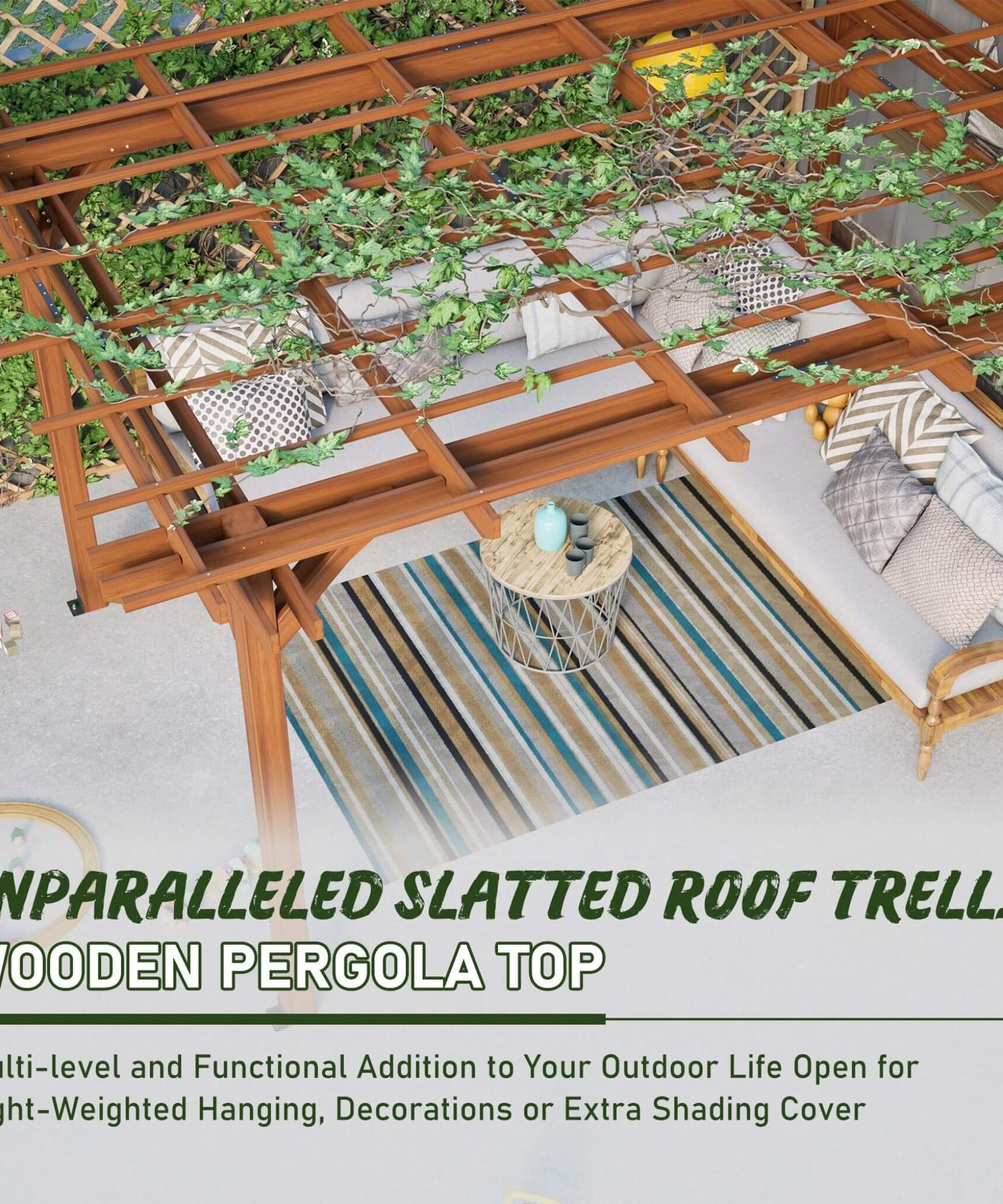 [10X12FT] Alora Premium Extra Large Outdoor Weather-Resistant Wooden Grape Pergola (SAK16278)