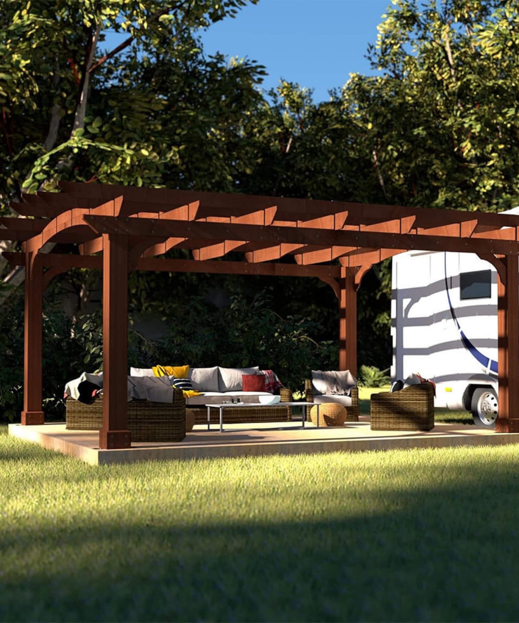 [10X12FT] Alora Premium Outdoor All-Season Backyard Patio Cedar Wood Gazebo Pergola With Arched Roof (SAK42915)