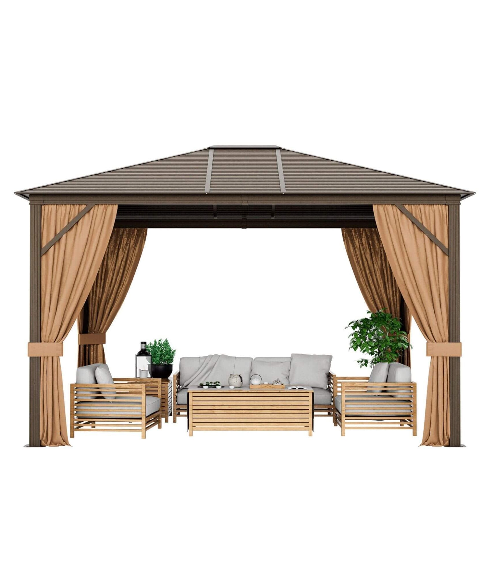 [10X12FT] Alora Premium Outdoor Hardtop Patio Gazebo With Galvanized Steel Top & Aluminum Frame (SAK74065)