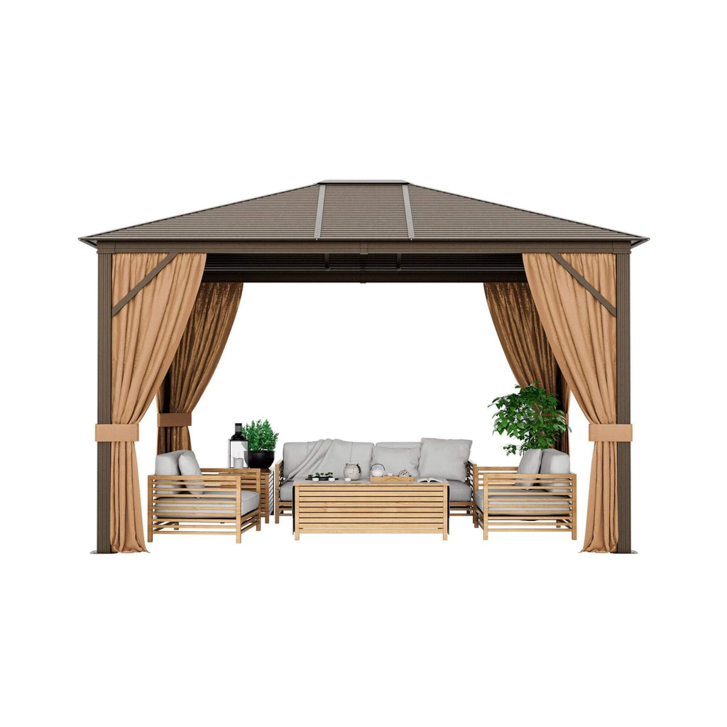 [10X12FT] Alora Premium Outdoor Hardtop Patio Gazebo With Galvanized Steel Top & Aluminum Frame (SAK74065)