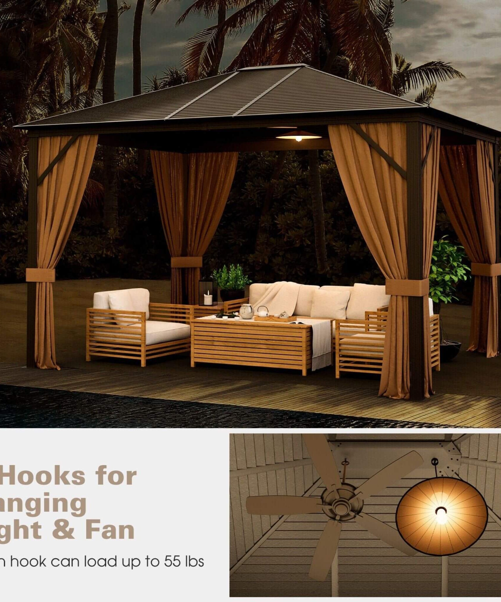 [10X12FT] Alora Premium Outdoor Hardtop Patio Gazebo With Galvanized Steel Top & Aluminum Frame (SAK74065)