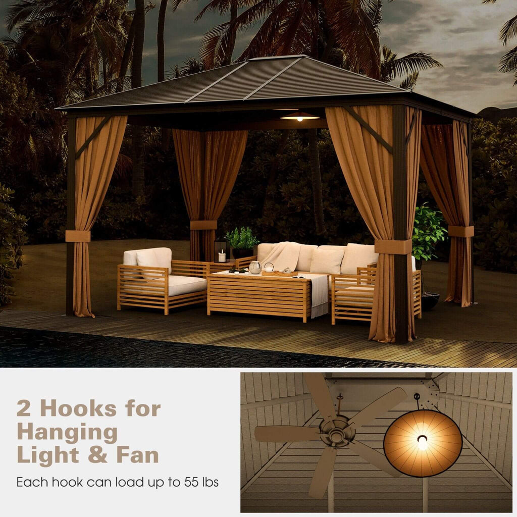 [10X12FT] Alora Premium Outdoor Hardtop Patio Gazebo With Galvanized Steel Top & Aluminum Frame (SAK74065)