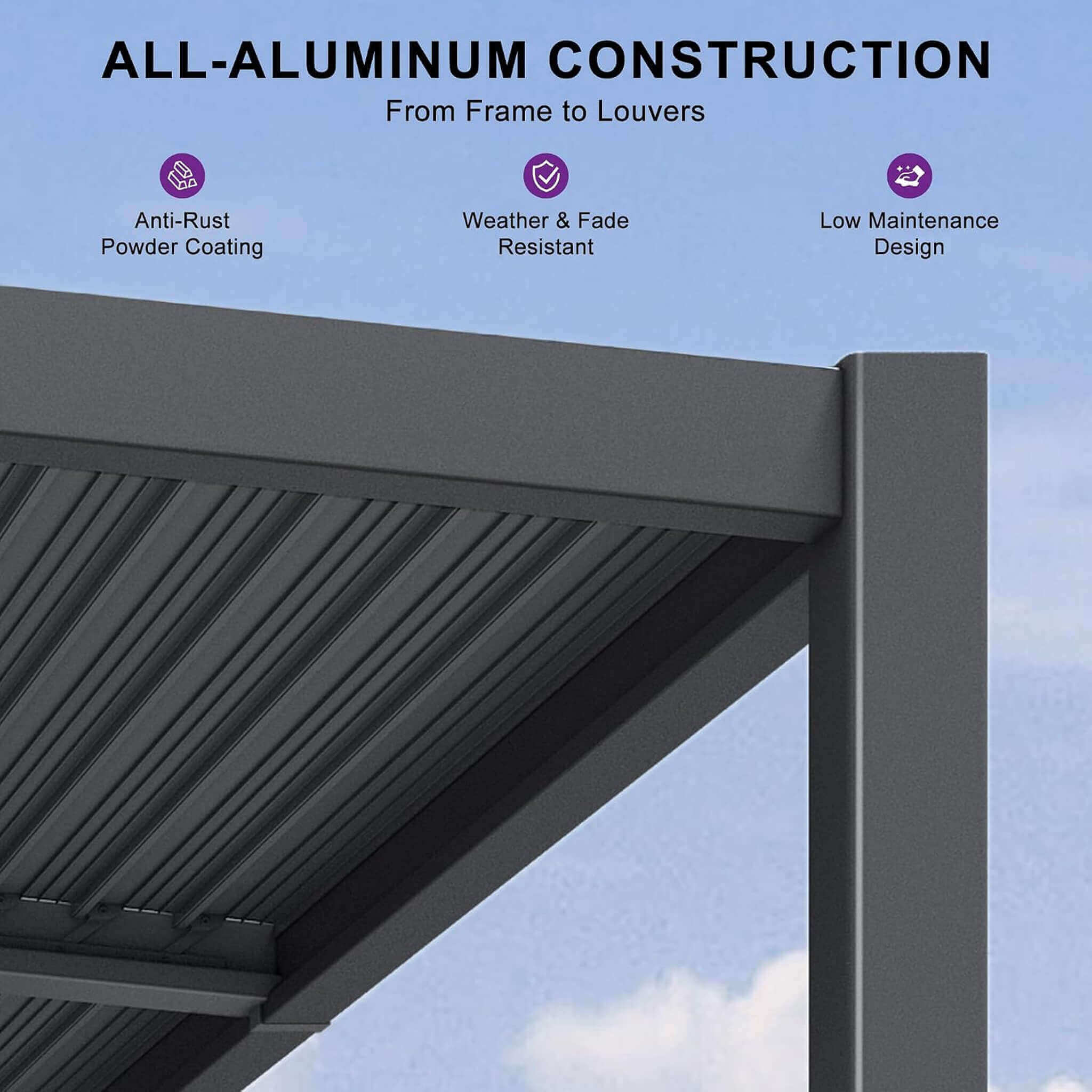 [10X14FT] Alora Modern Louvered Aluminum Pergola With Sloped Roof (SAK44815)