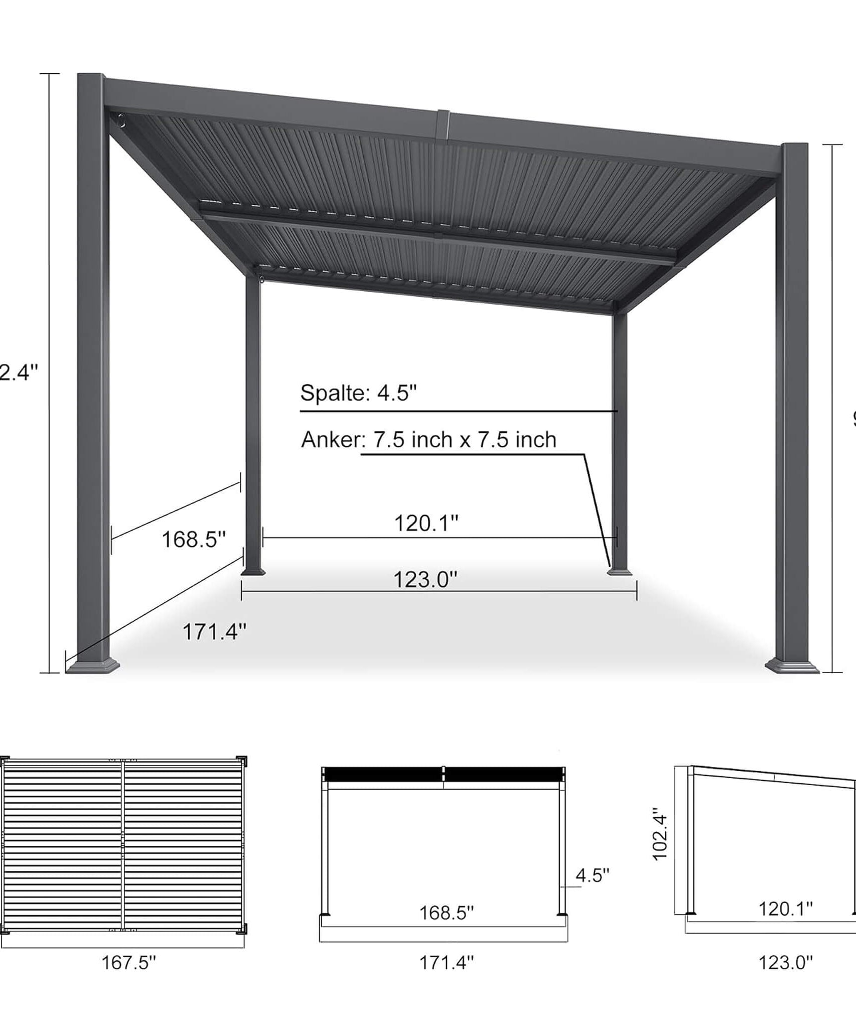[10X14FT] Alora Modern Louvered Aluminum Pergola With Sloped Roof (SAK44815)