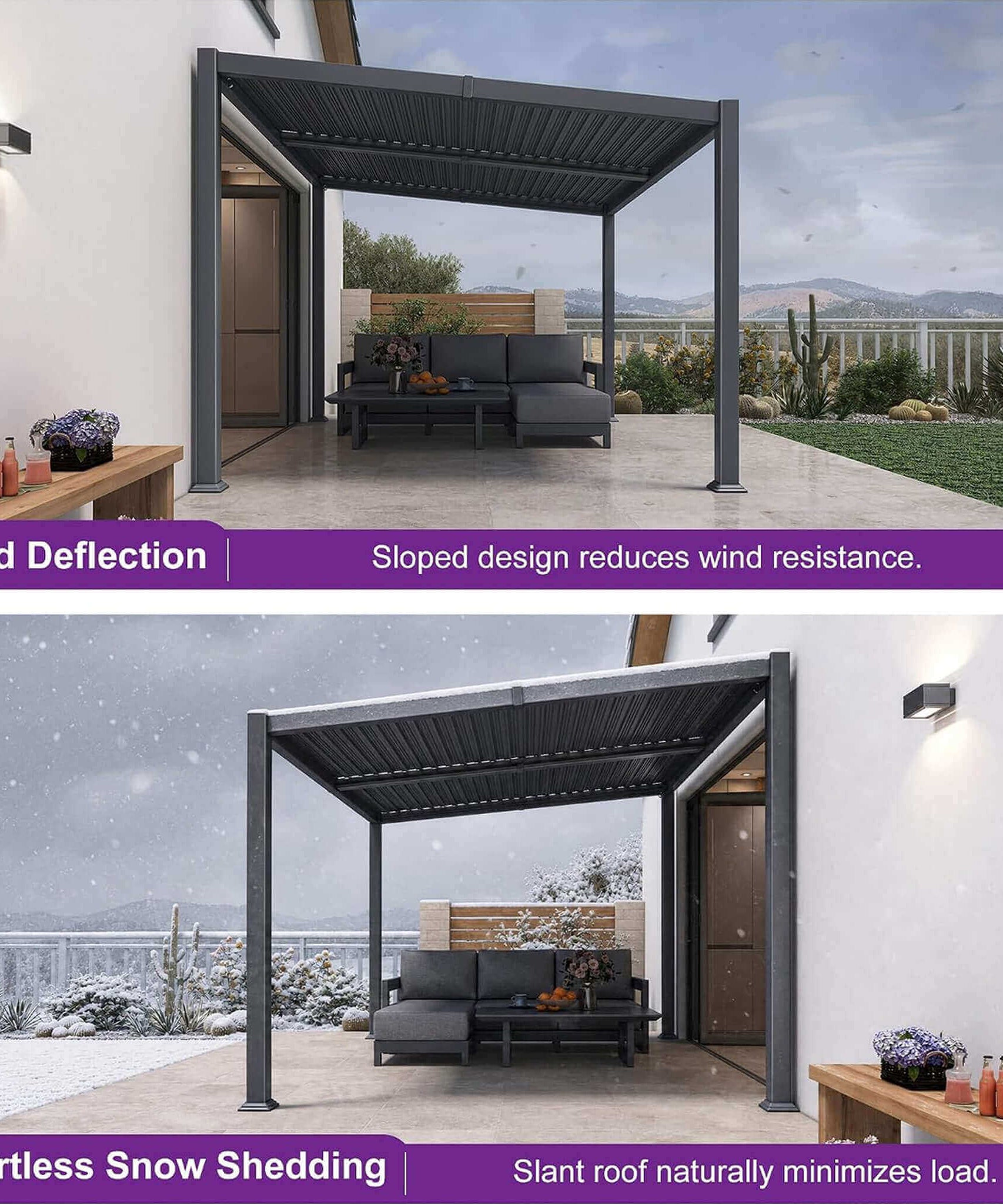 [10X14FT] Alora Modern Louvered Aluminum Pergola With Sloped Roof (SAK44815)