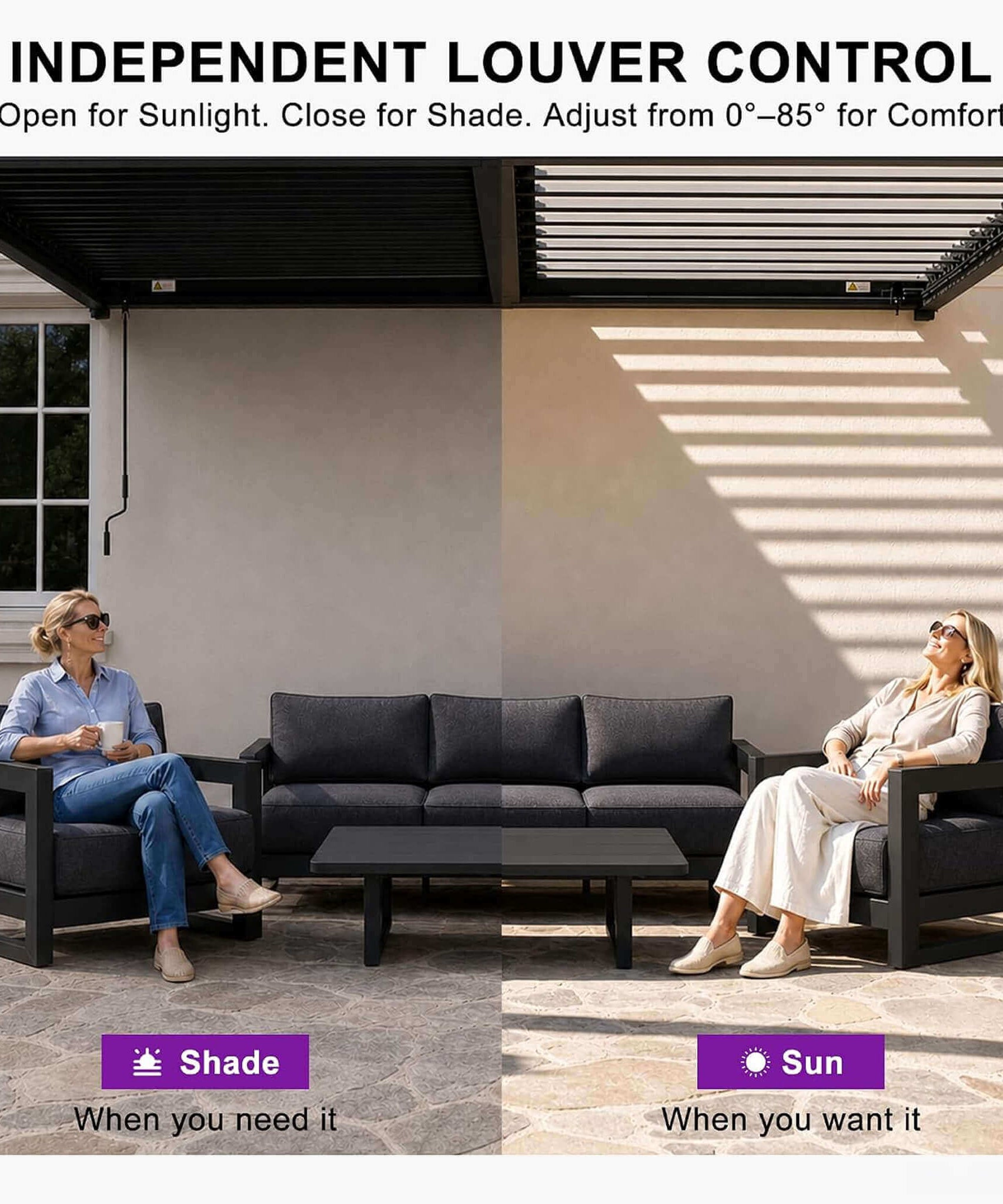 [10X14FT] Alora Modern Wall-Mounted Louvered Pergola With Aluminum Frame (SAK30048)
