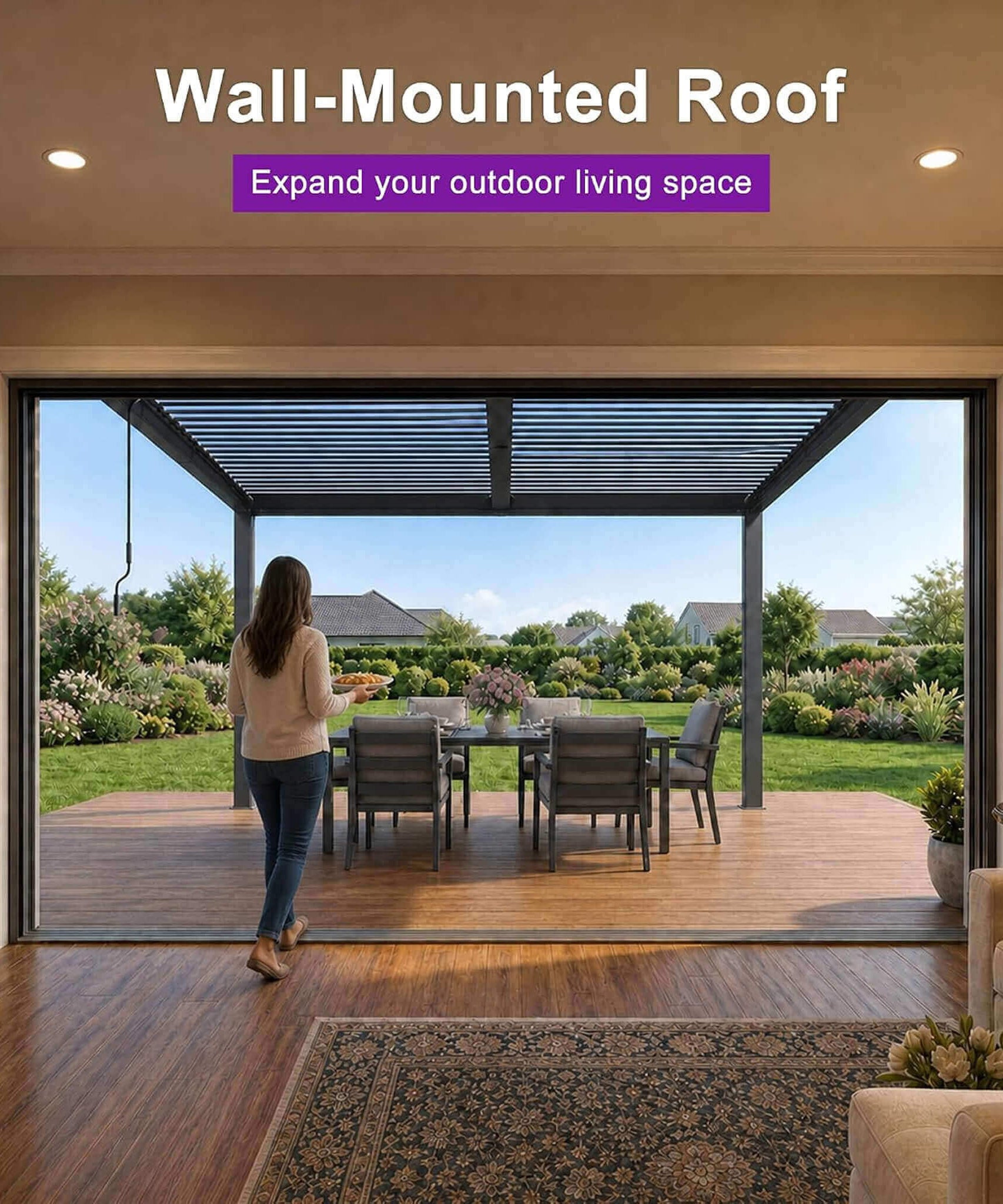 [10X14FT] Alora Modern Wall-Mounted Louvered Pergola With Aluminum Frame (SAK30048)