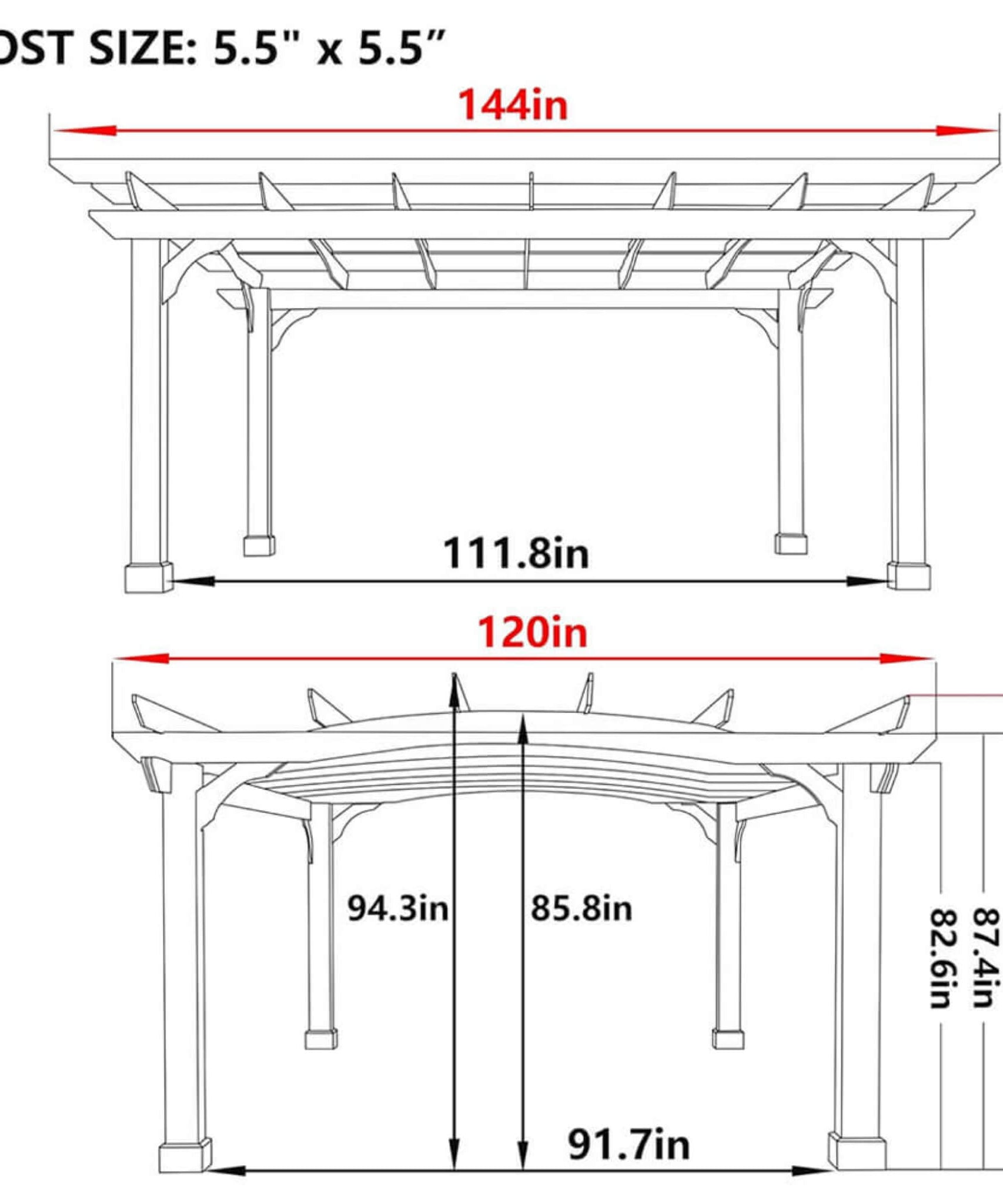 [12X14FT] Alora Luxury Outdoor All-Season Backyard Cedar Wood Gazebo Pergola With Arched Roof And Stakes For Patios (SAK68194)