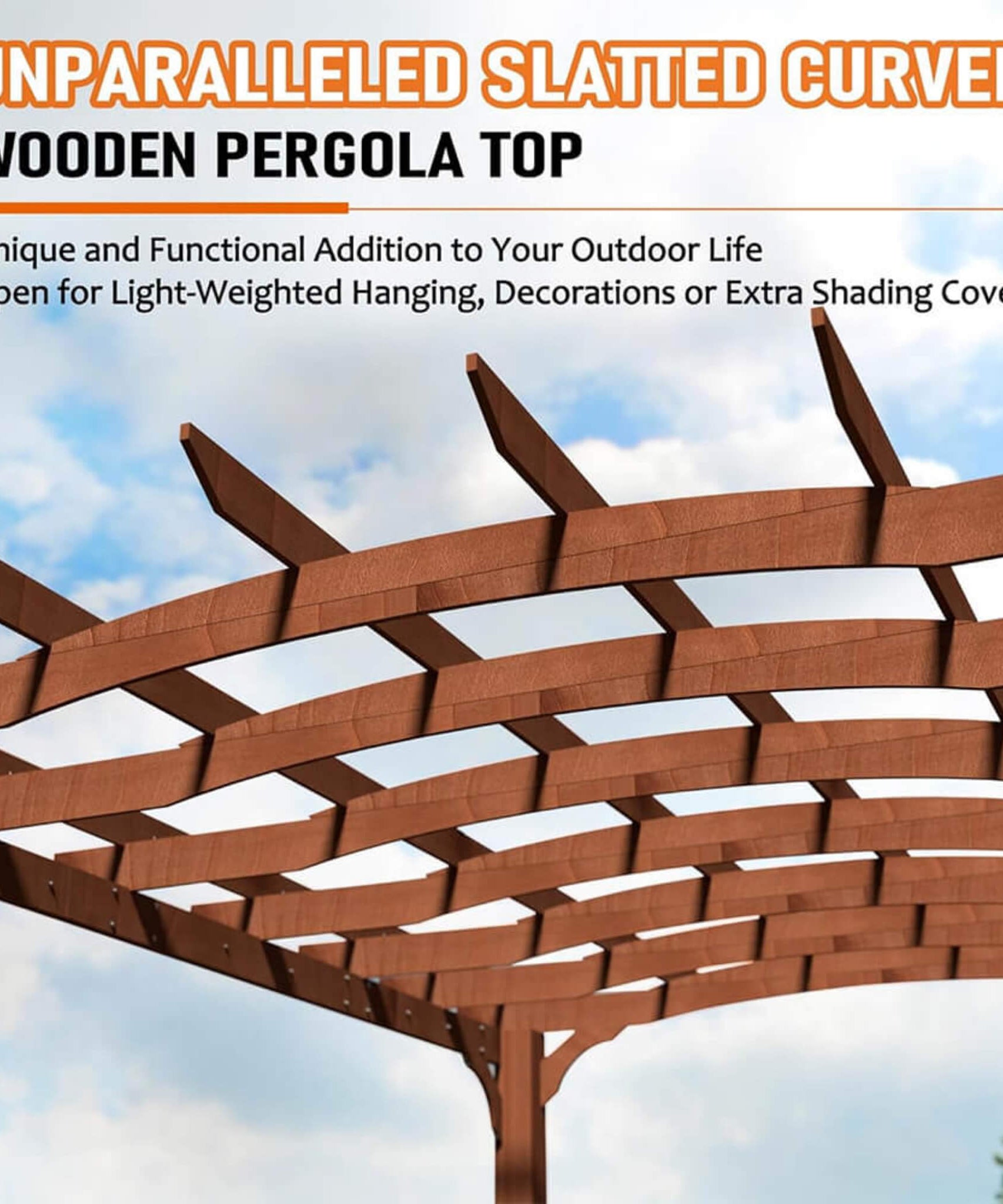 [12X14FT] Alora Luxury Outdoor All-Season Backyard Cedar Wood Gazebo Pergola With Arched Roof And Stakes For Patios (SAK68194)
