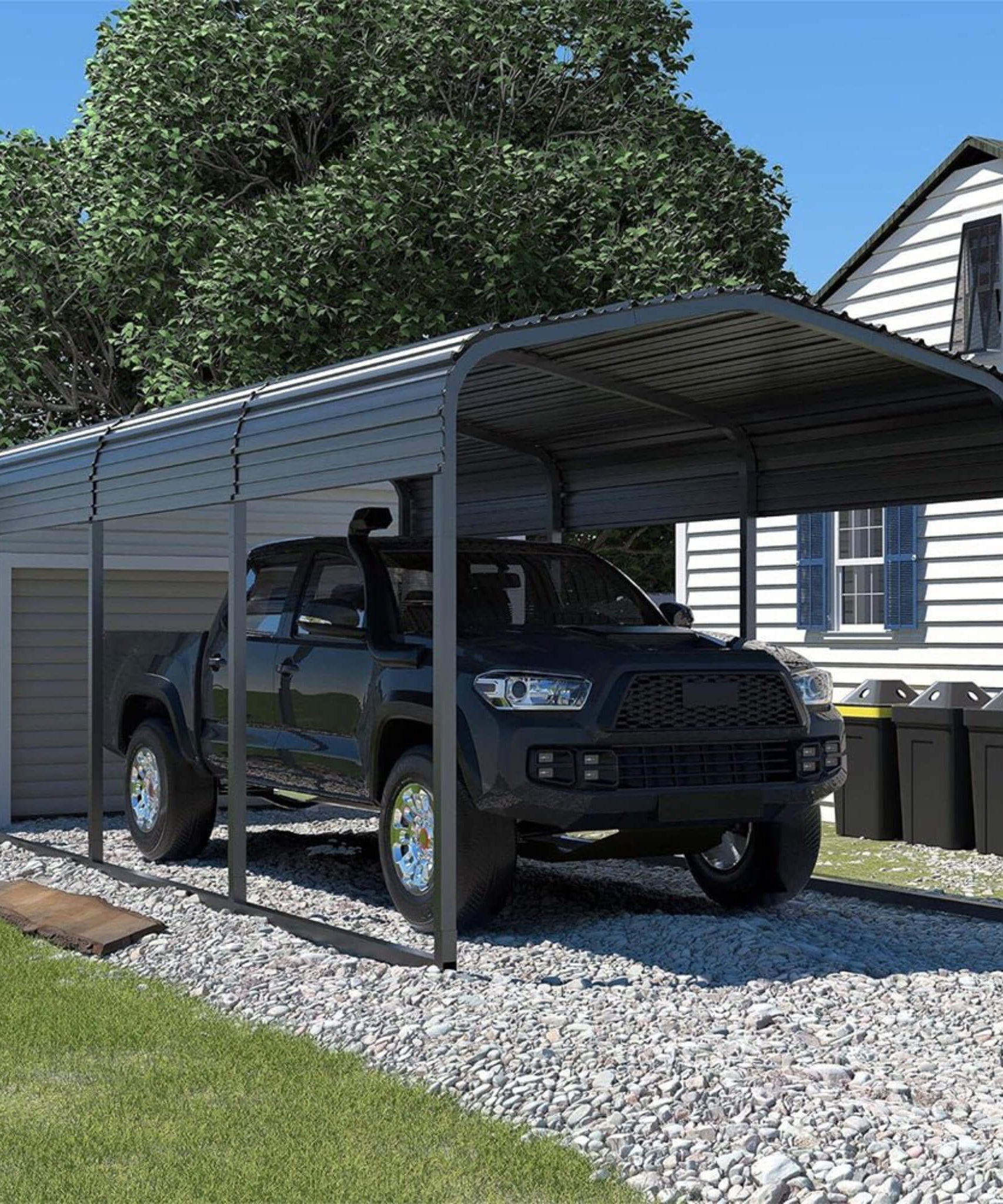 [10X15FT] Alora Large Heavy-Duty Outdoor Metal Carport For Cars, Trucks And Boats (SAK95738)