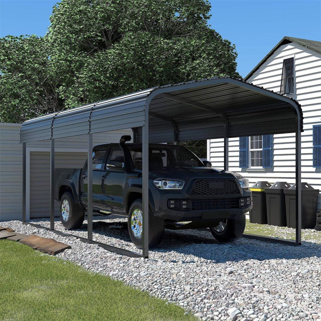 [10X15FT] Alora Large Heavy-Duty Outdoor Metal Carport For Cars, Trucks And Boats (SAK95738)