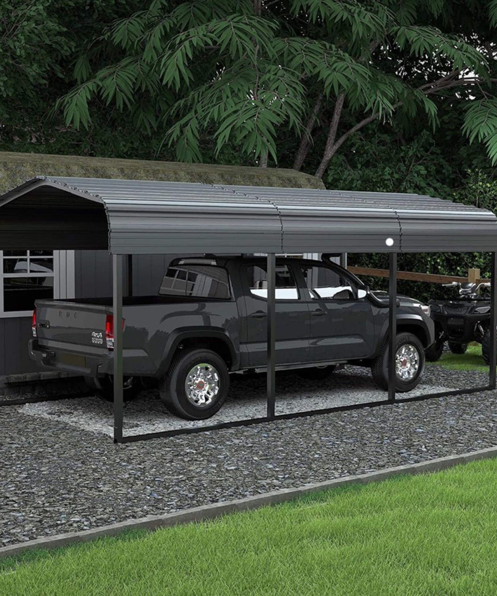 [10X15FT] Alora Large Heavy-Duty Outdoor Metal Carport For Cars, Trucks And Boats (SAK95738)