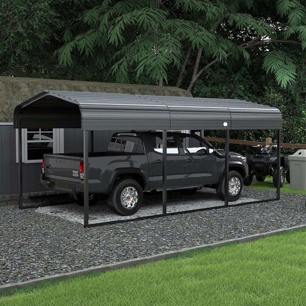 [10X15FT] Alora Large Heavy-Duty Outdoor Metal Carport For Cars, Trucks And Boats (SAK95738)