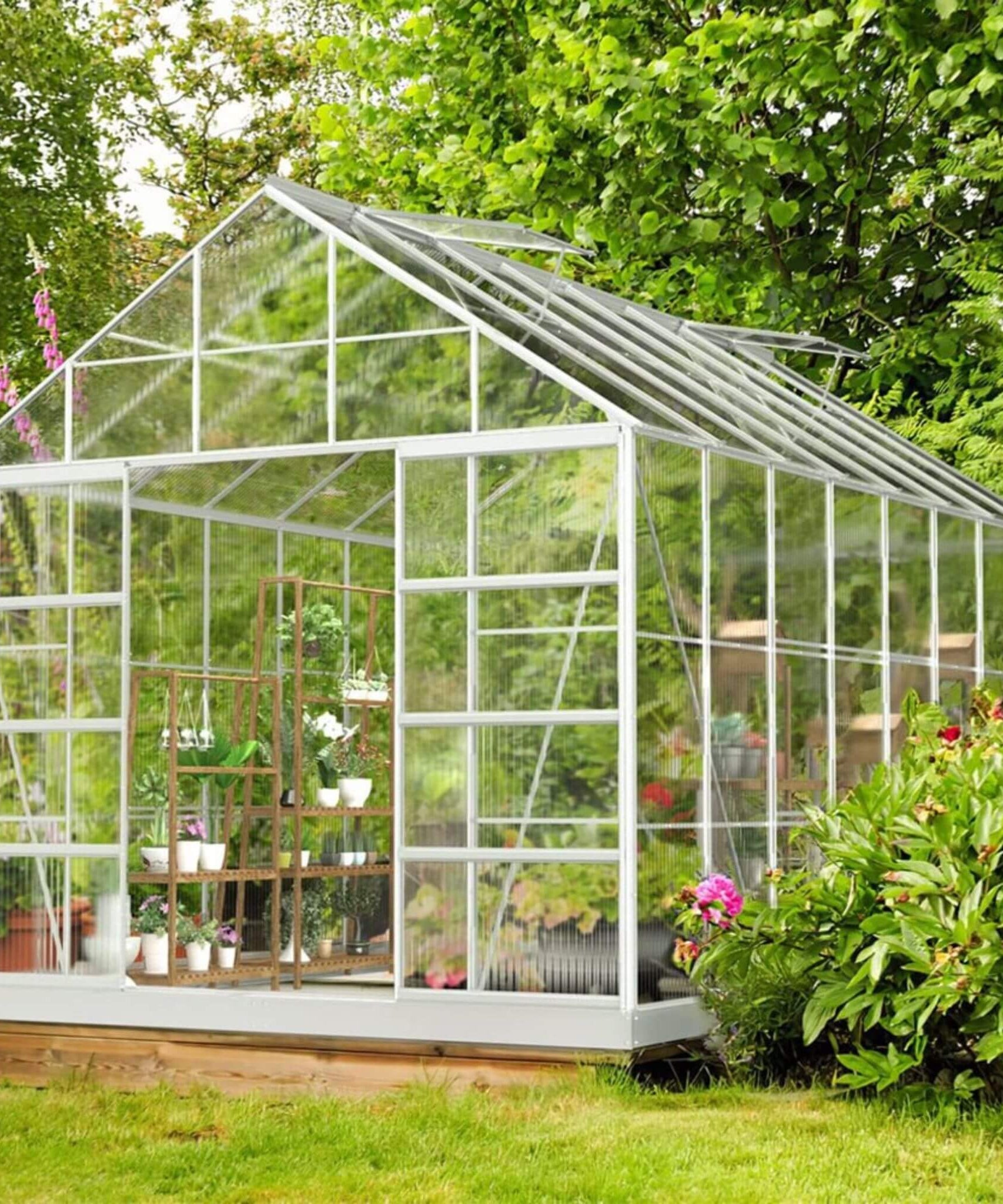 [10X16FT] Extra Large Heavy-Duty Backyard Polycarbonate Aluminum Greenhouse With Sliding Doors And Vents (SAK97526)