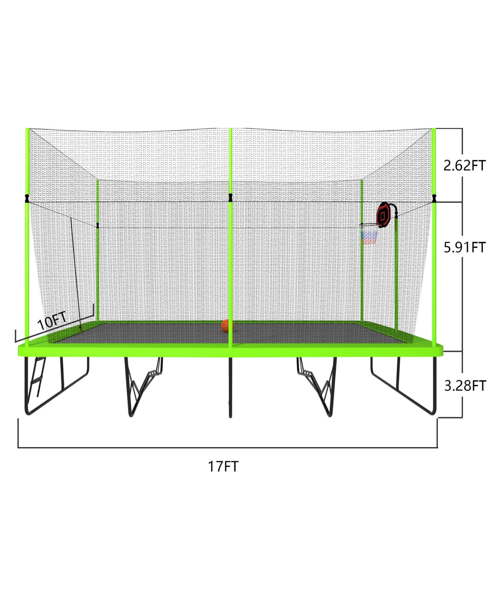[10X17FT] Large Rectangular Trampoline With Basketball Hoop And Ladder (SAK17482)
