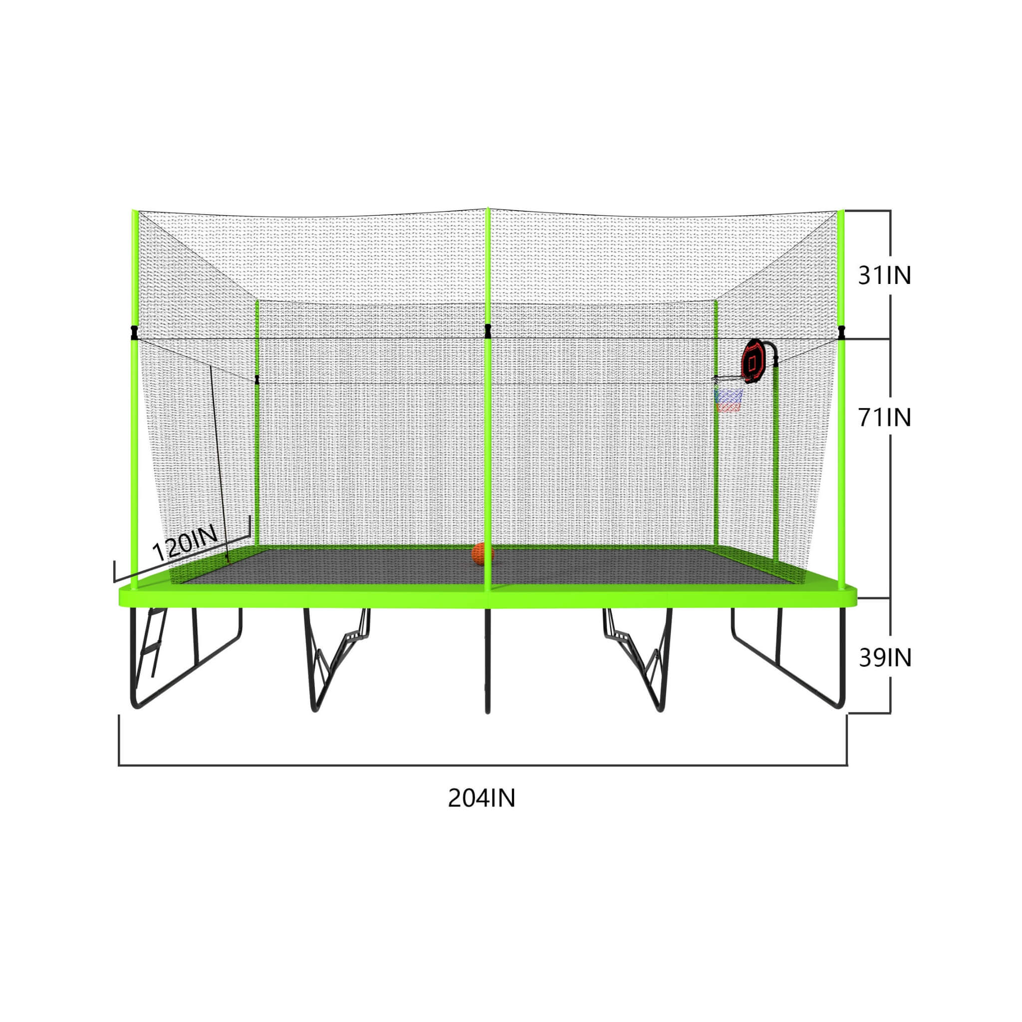 [10X17FT] Large Rectangular Trampoline With Basketball Hoop And Ladder (SAK17482)