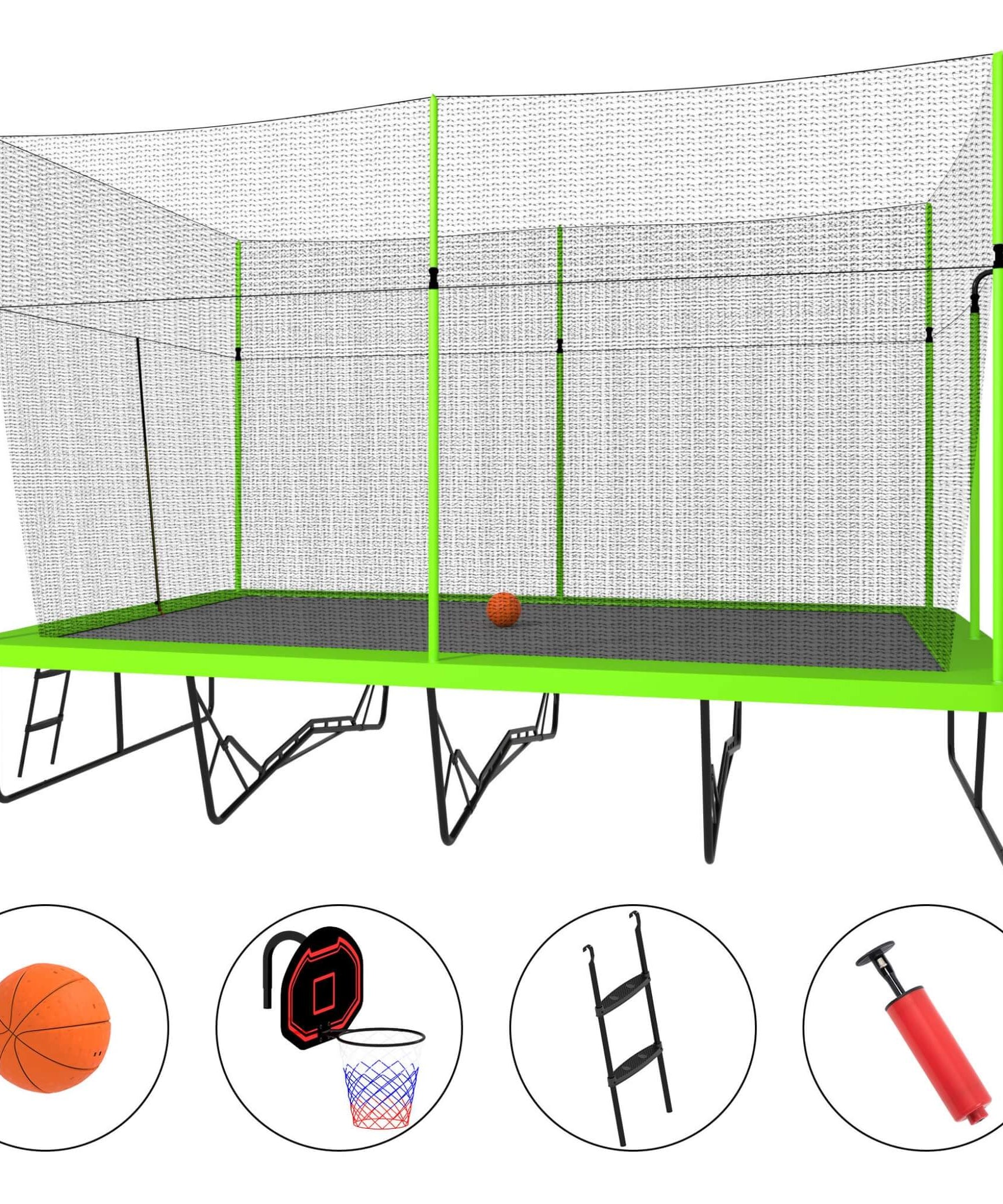 [10X17FT] Large Rectangular Trampoline With Basketball Hoop And Ladder (SAK17482)