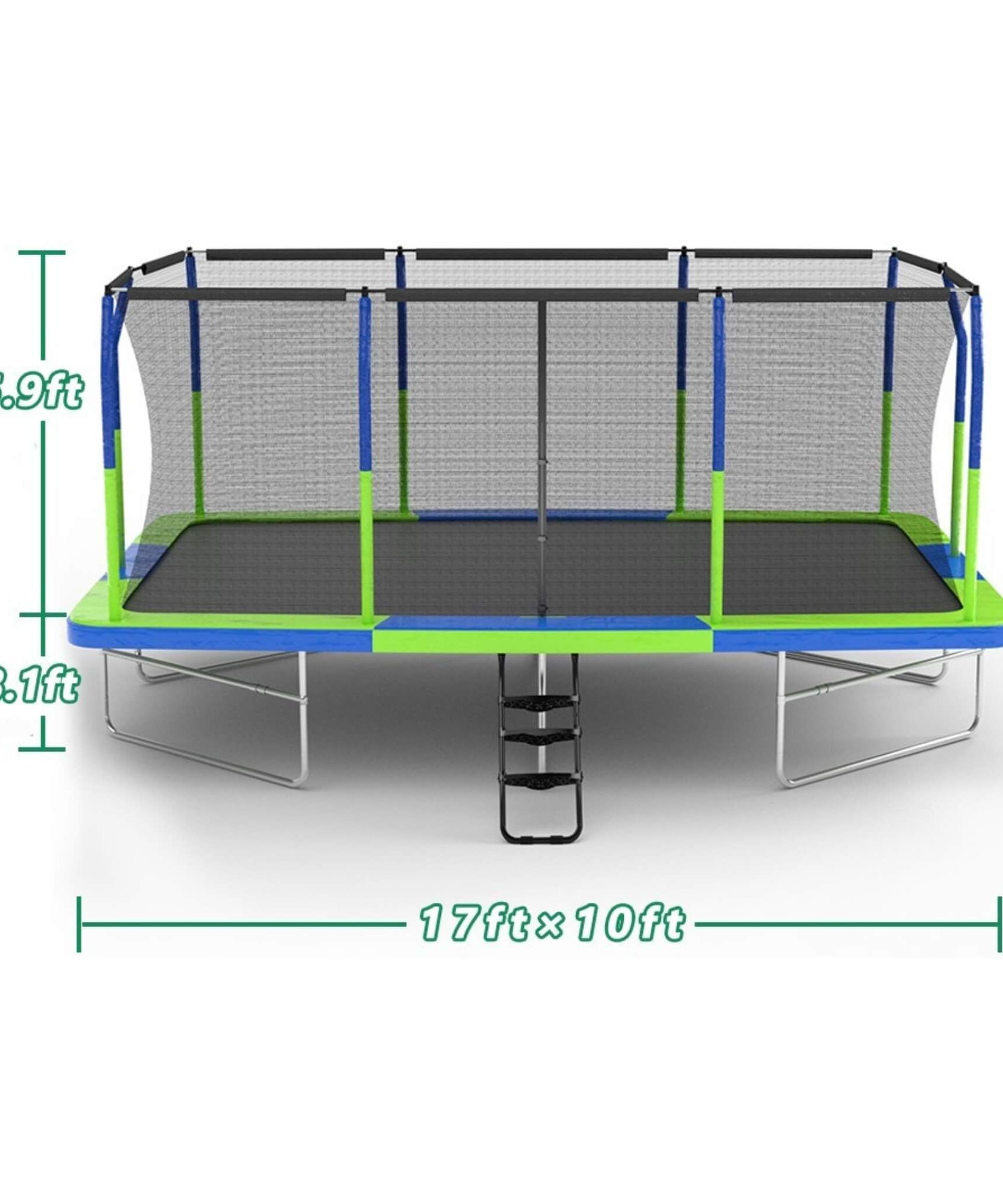 [10X17FT] Premium Rectangular Trampoline With 10 Poles And Crossbeam (SAK35179)