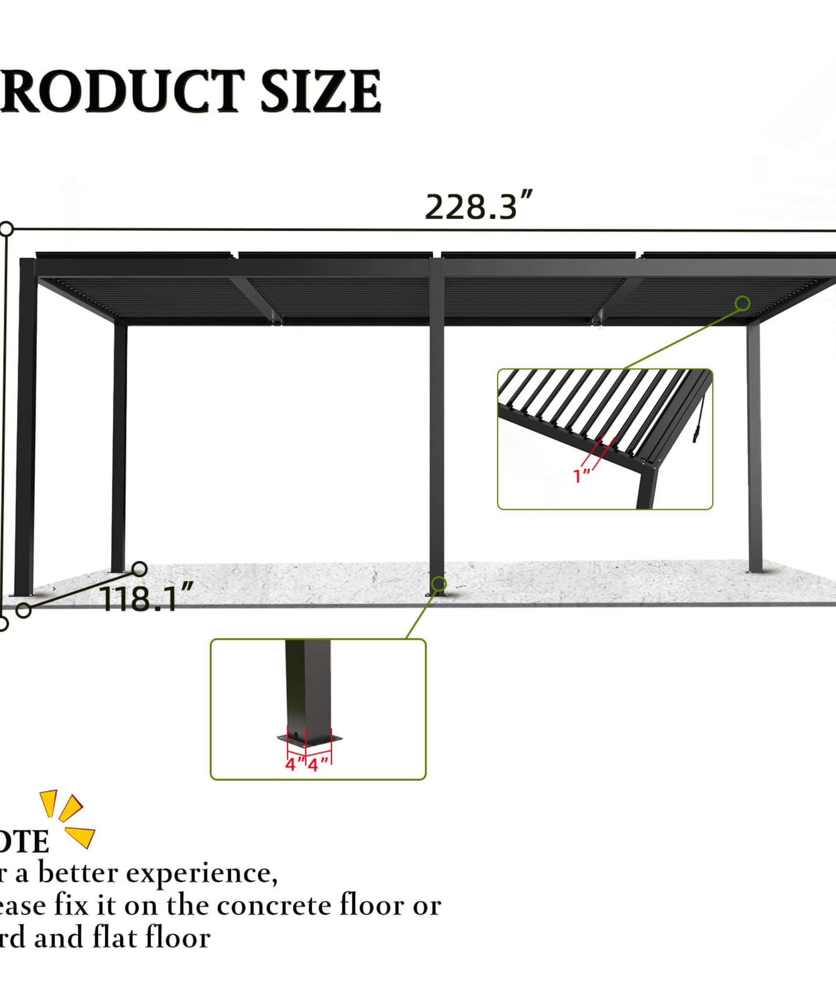 [10X19FT] Alora Modern Durable All-Weather Outdoor Pergola With Aluminum Frame And Steel Louvers (SAK32691)
