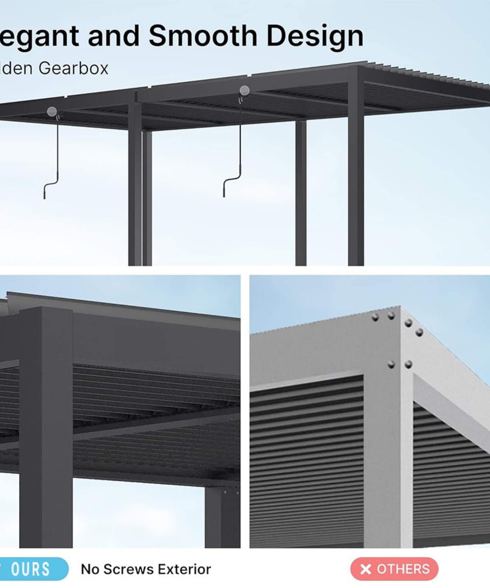 [10X19FT] Alora Premium Full Aluminum Patio Outdoor Louvered Pergola With Adjustable Hardtop Roof (SAK86352)