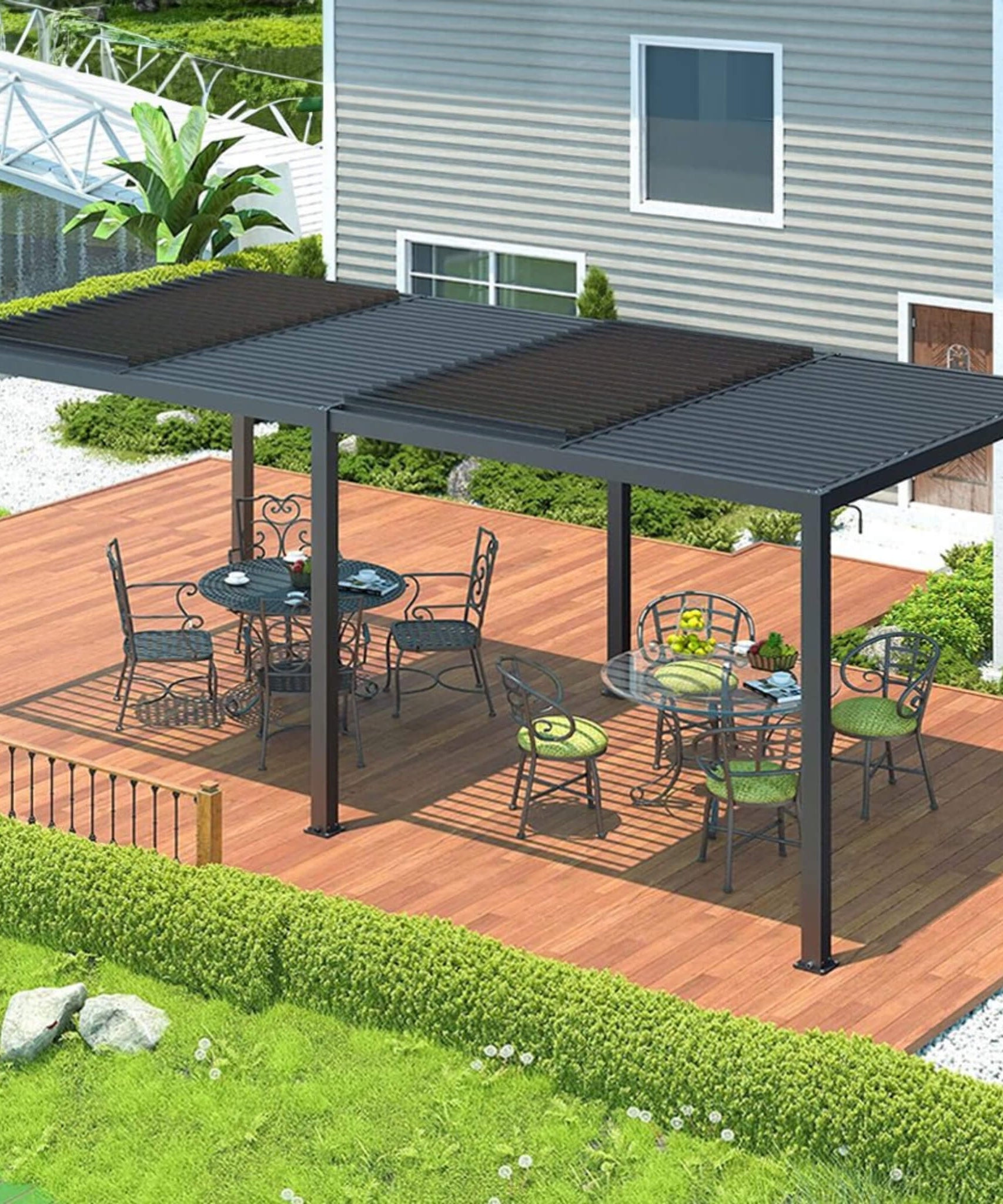 [10X19FT] Alora Premium Full Aluminum Patio Outdoor Louvered Pergola With Adjustable Hardtop Roof (SAK86352)