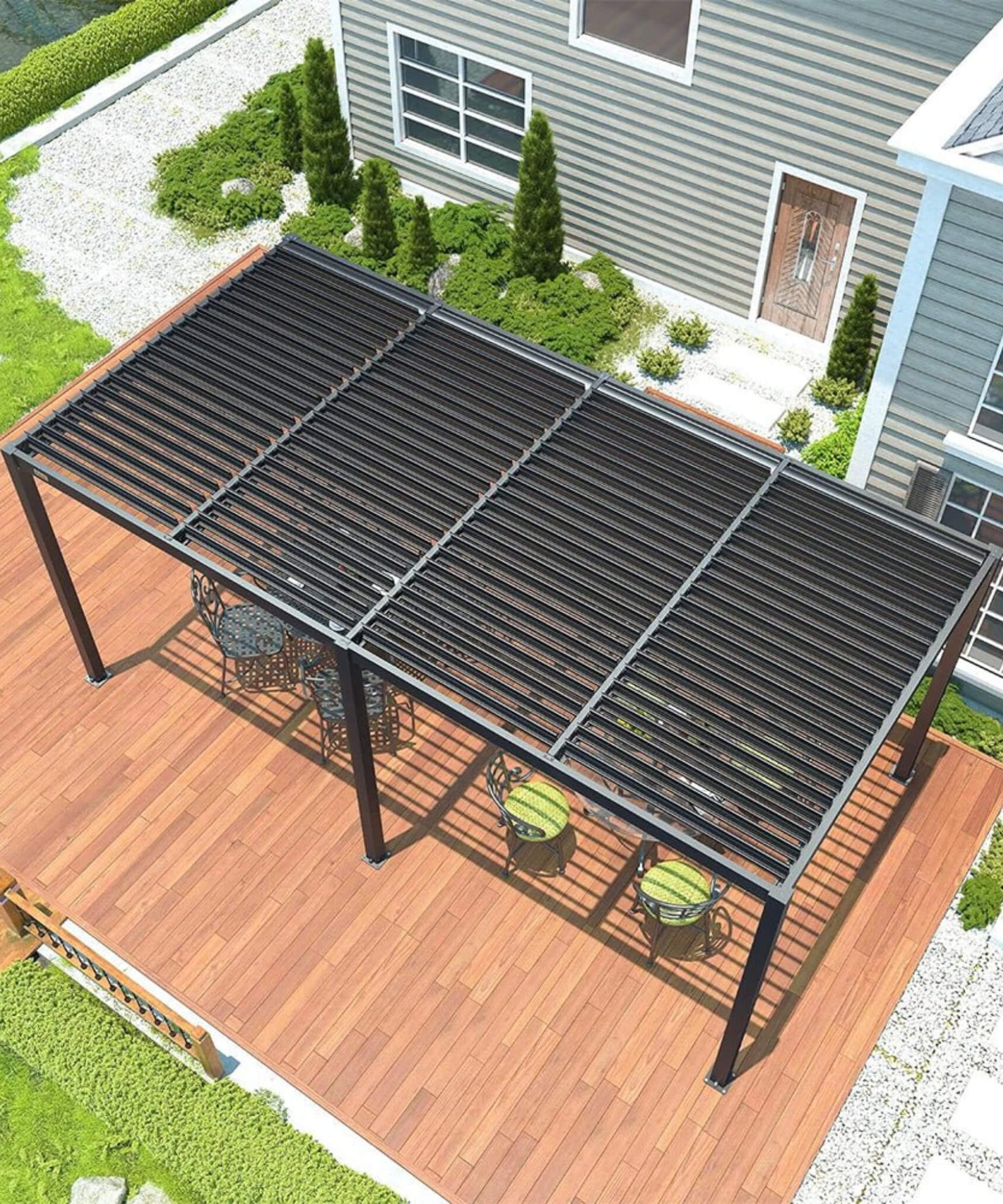 [10X19FT] Alora Premium Full Aluminum Patio Outdoor Louvered Pergola With Adjustable Hardtop Roof (SAK86352)