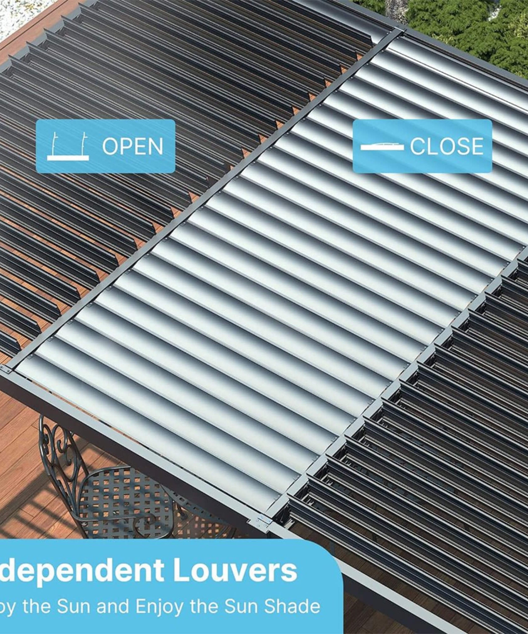 [10X19FT] Alora Premium Full Aluminum Patio Outdoor Louvered Pergola With Adjustable Hardtop Roof (SAK86352)
