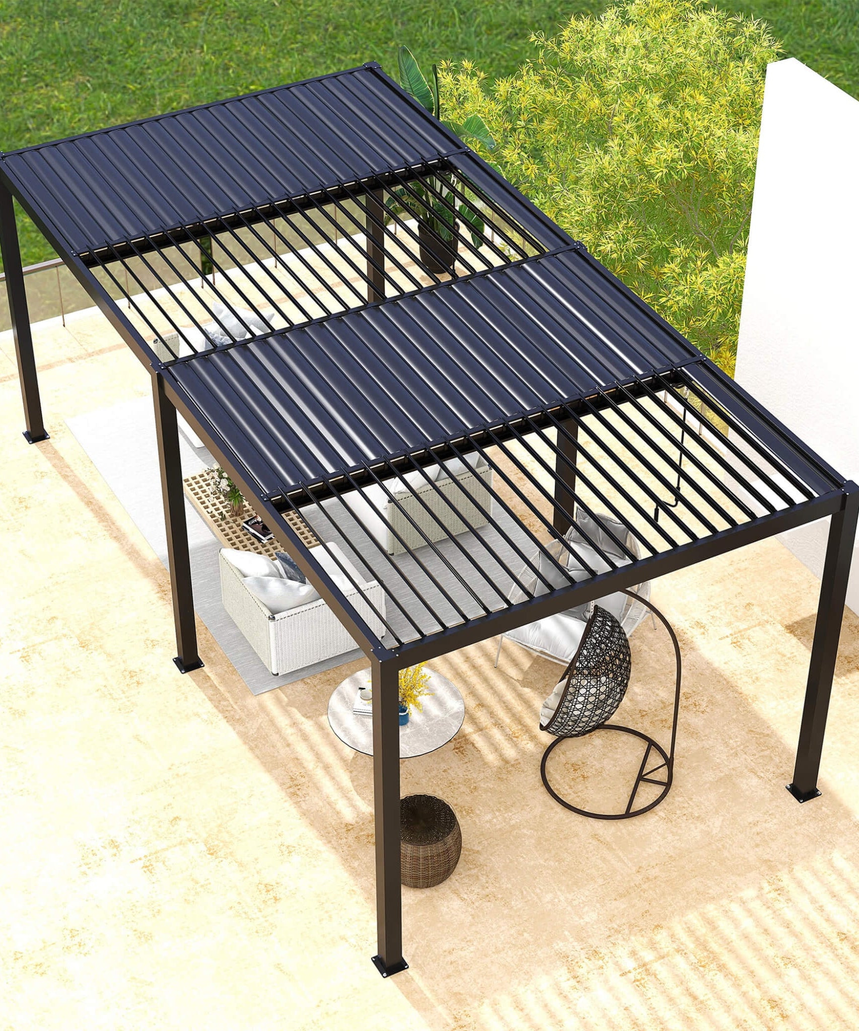 [10X19FT] Alora Premium Powder-Coated Aluminum Pergola With Adjustable Louvers (SAK78345)