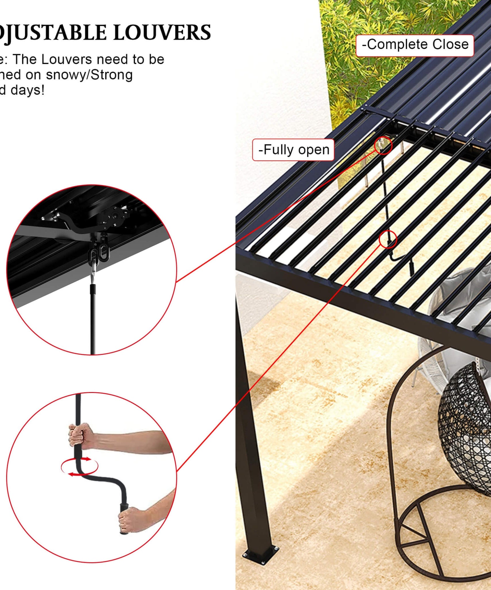 [10X19FT] Alora Premium Powder-Coated Aluminum Pergola With Adjustable Louvers (SAK78345)