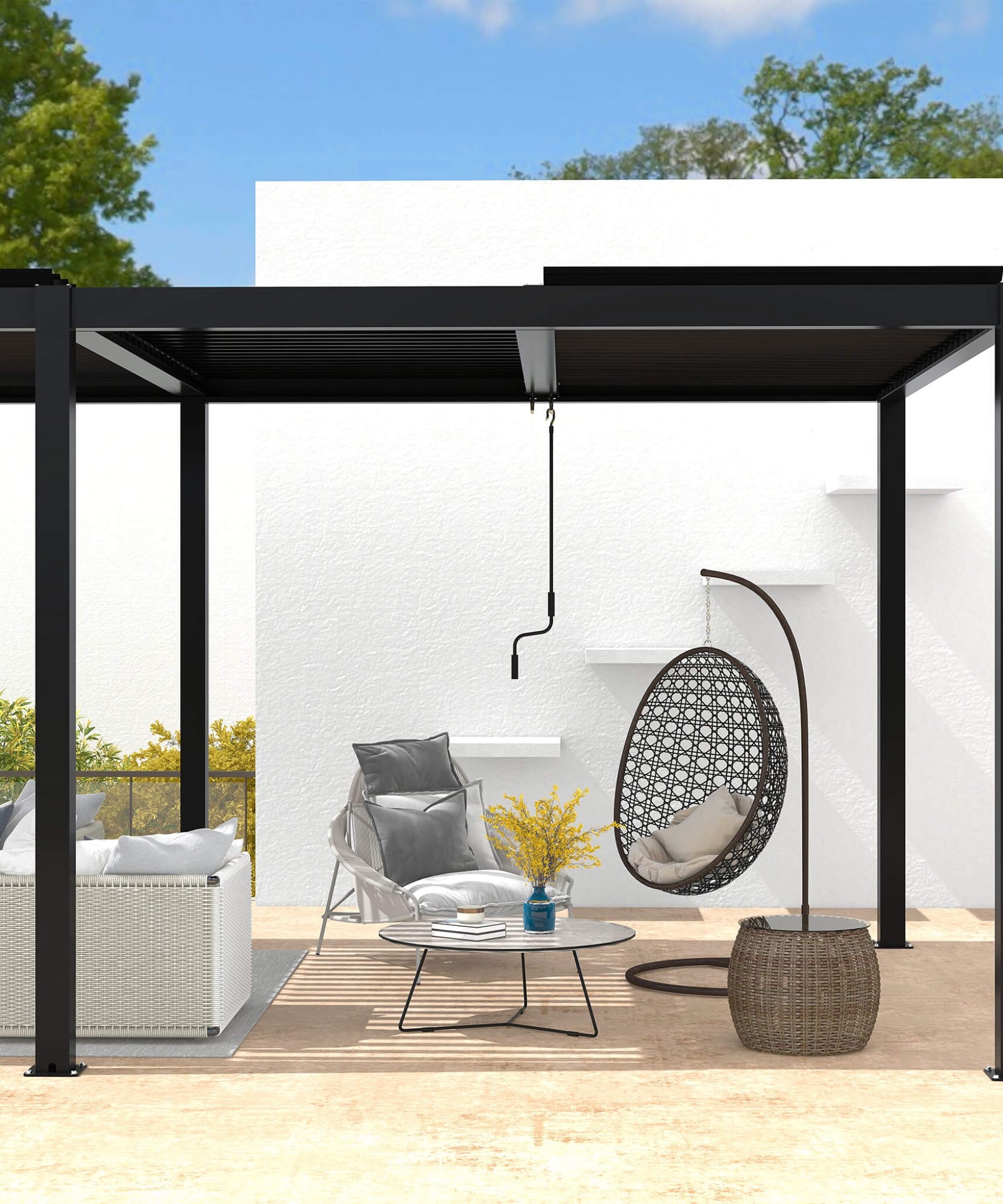 [10X19FT] Alora Premium Powder-Coated Aluminum Pergola With Adjustable Louvers (SAK78345)