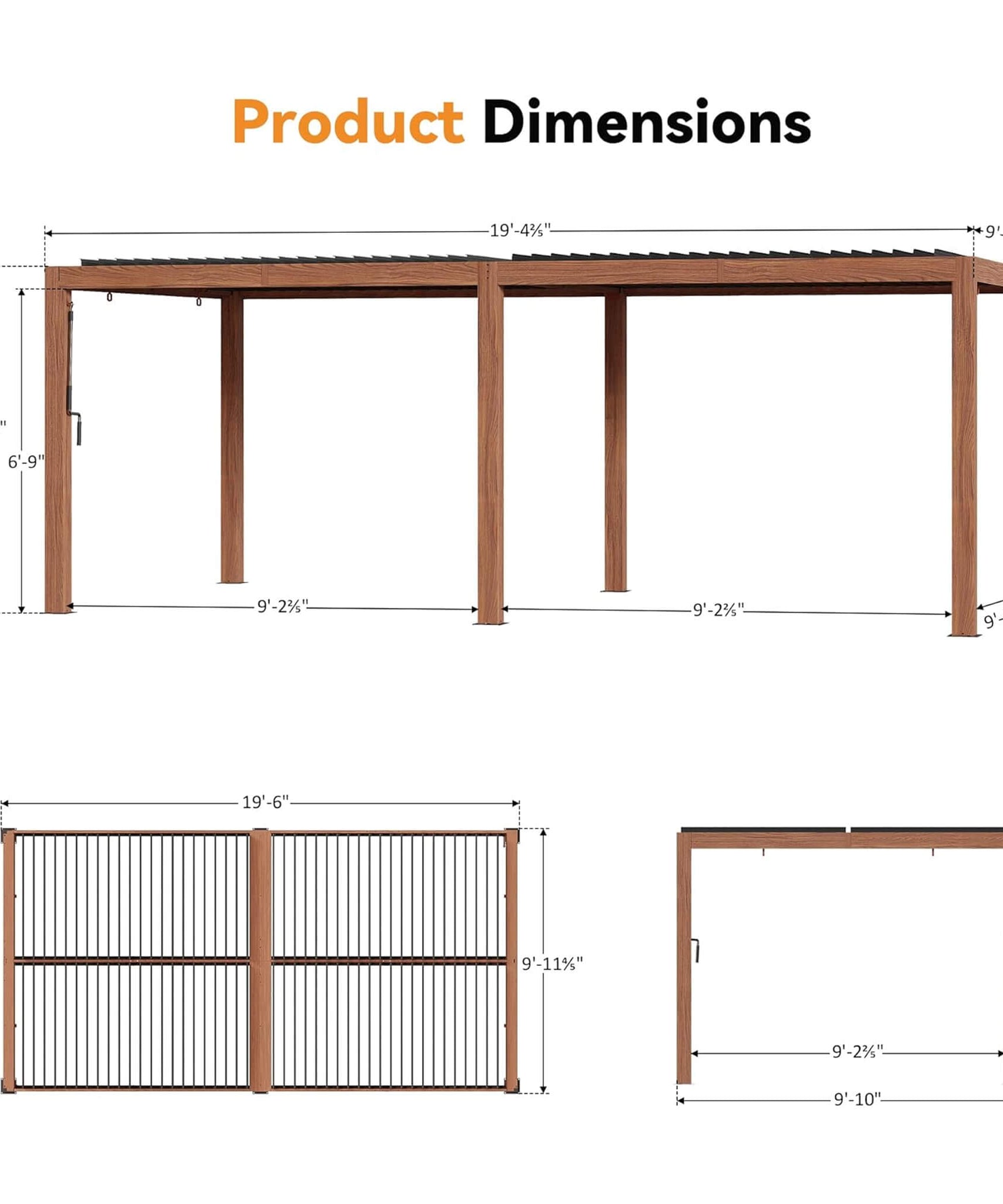 [10X20FT] Alora Heavy-Duty Luxury Outdoor Pergola With Adjustable Louvers And Integrated Drainage (SAK42670)