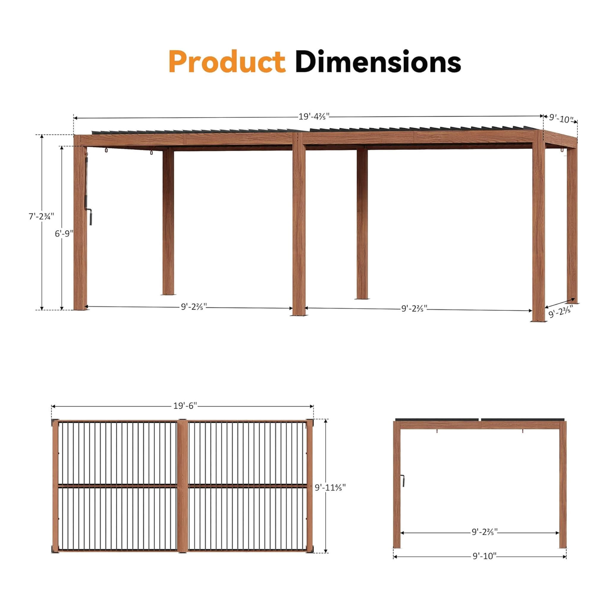 [10X20FT] Alora Heavy-Duty Luxury Outdoor Pergola With Adjustable Louvers And Integrated Drainage (SAK42670)
