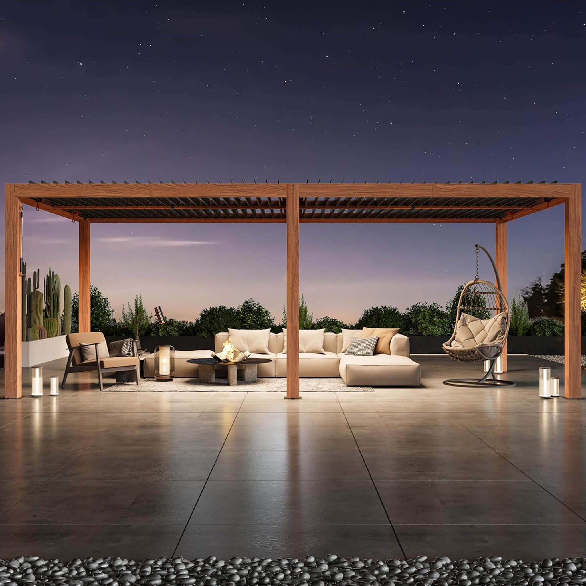 [10X20FT] Alora Heavy-Duty Luxury Outdoor Pergola With Adjustable Louvers And Integrated Drainage (SAK42670)