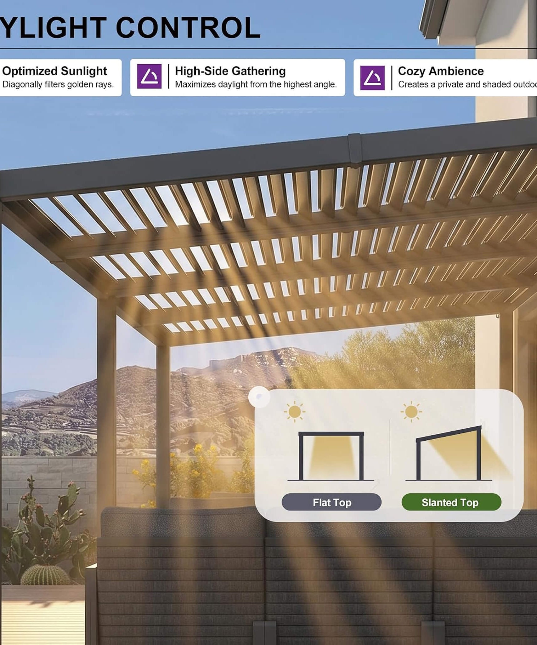 [10X20FT] Alora Modern Louvered Aluminum Pergola With Sloped Roof (SAK12034)