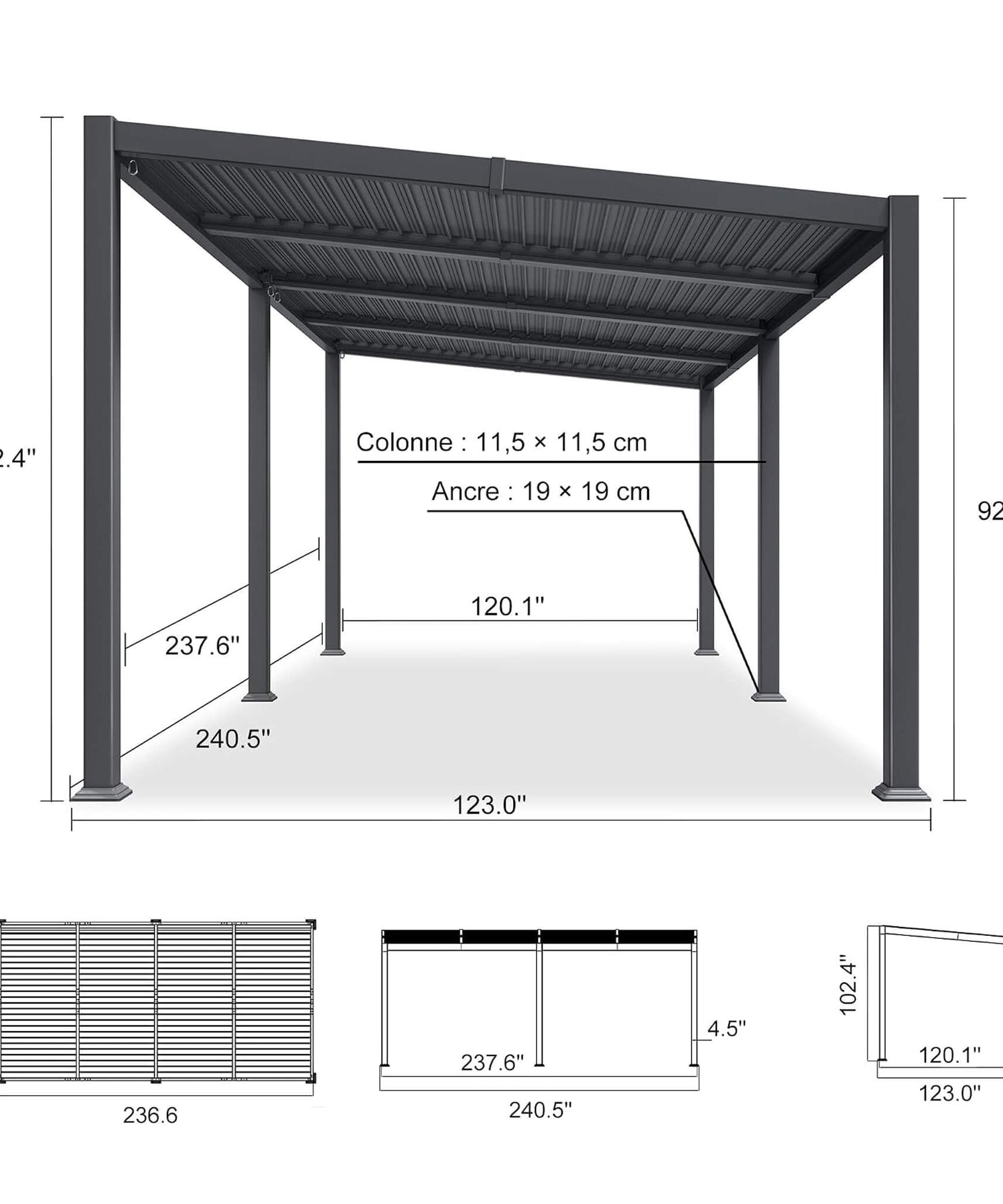 [10X20FT] Alora Modern Louvered Aluminum Pergola With Sloped Roof (SAK12034)
