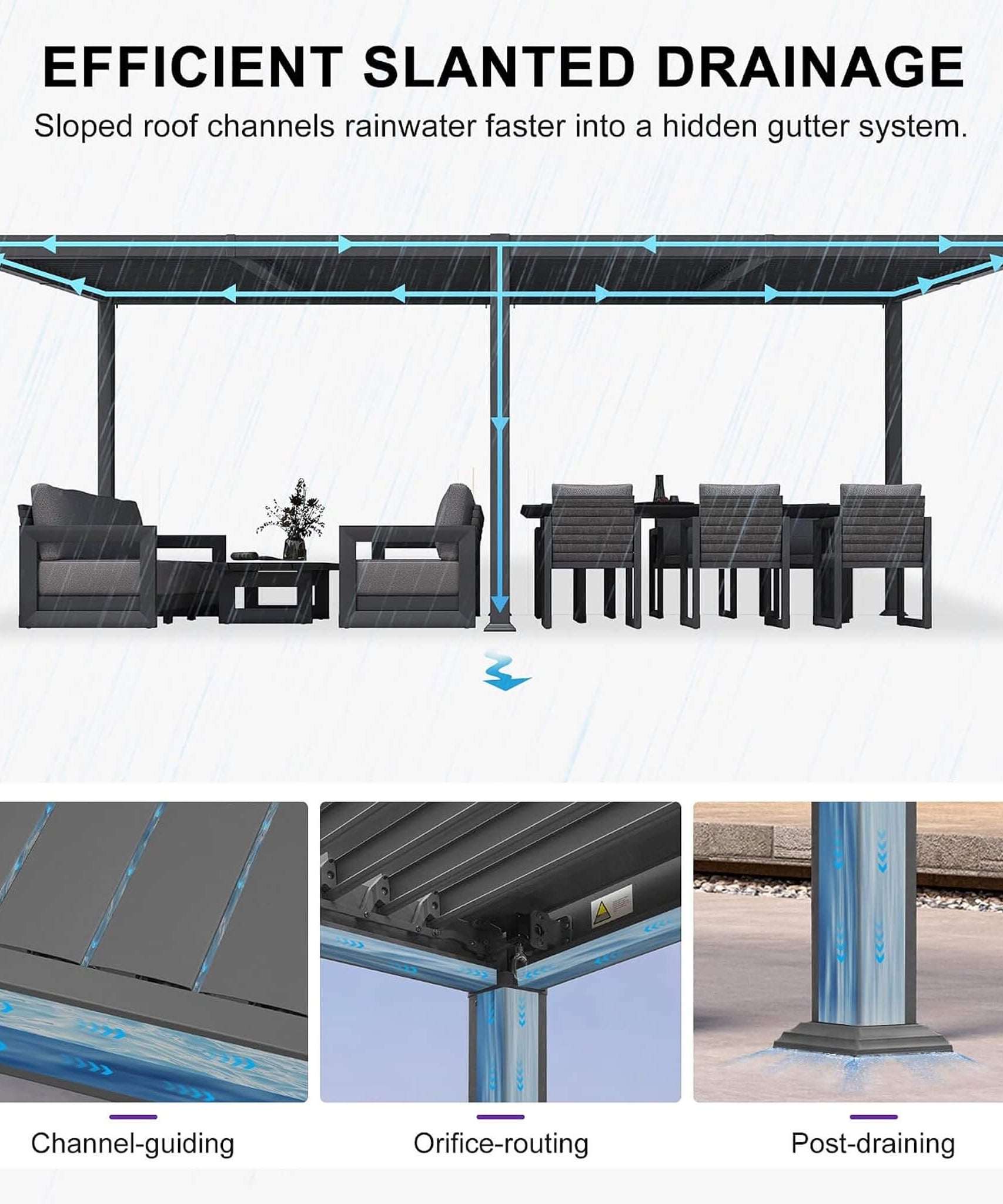 [10X20FT] Alora Modern Louvered Aluminum Pergola With Sloped Roof (SAK12034)