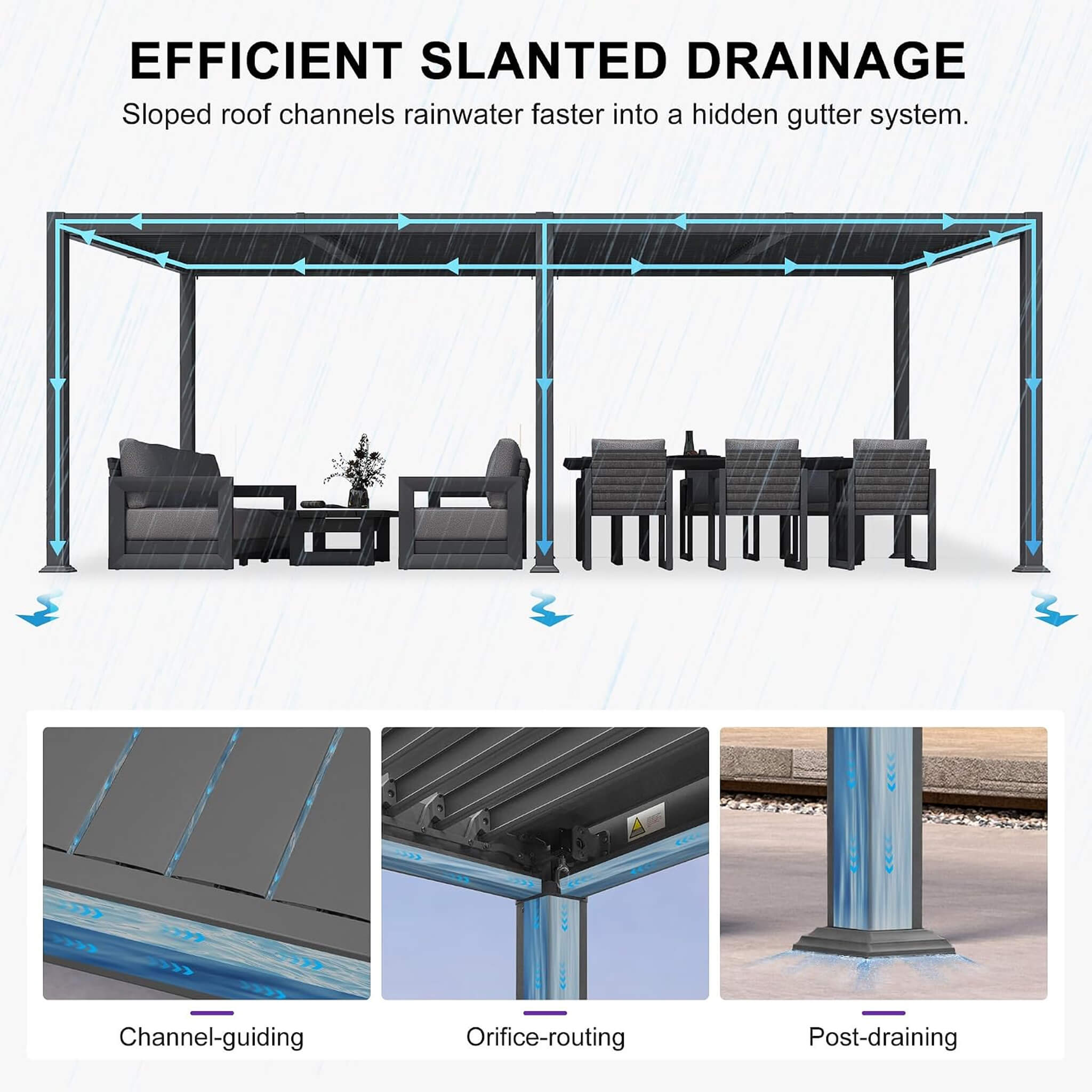 [10X20FT] Alora Modern Louvered Aluminum Pergola With Sloped Roof (SAK12034)
