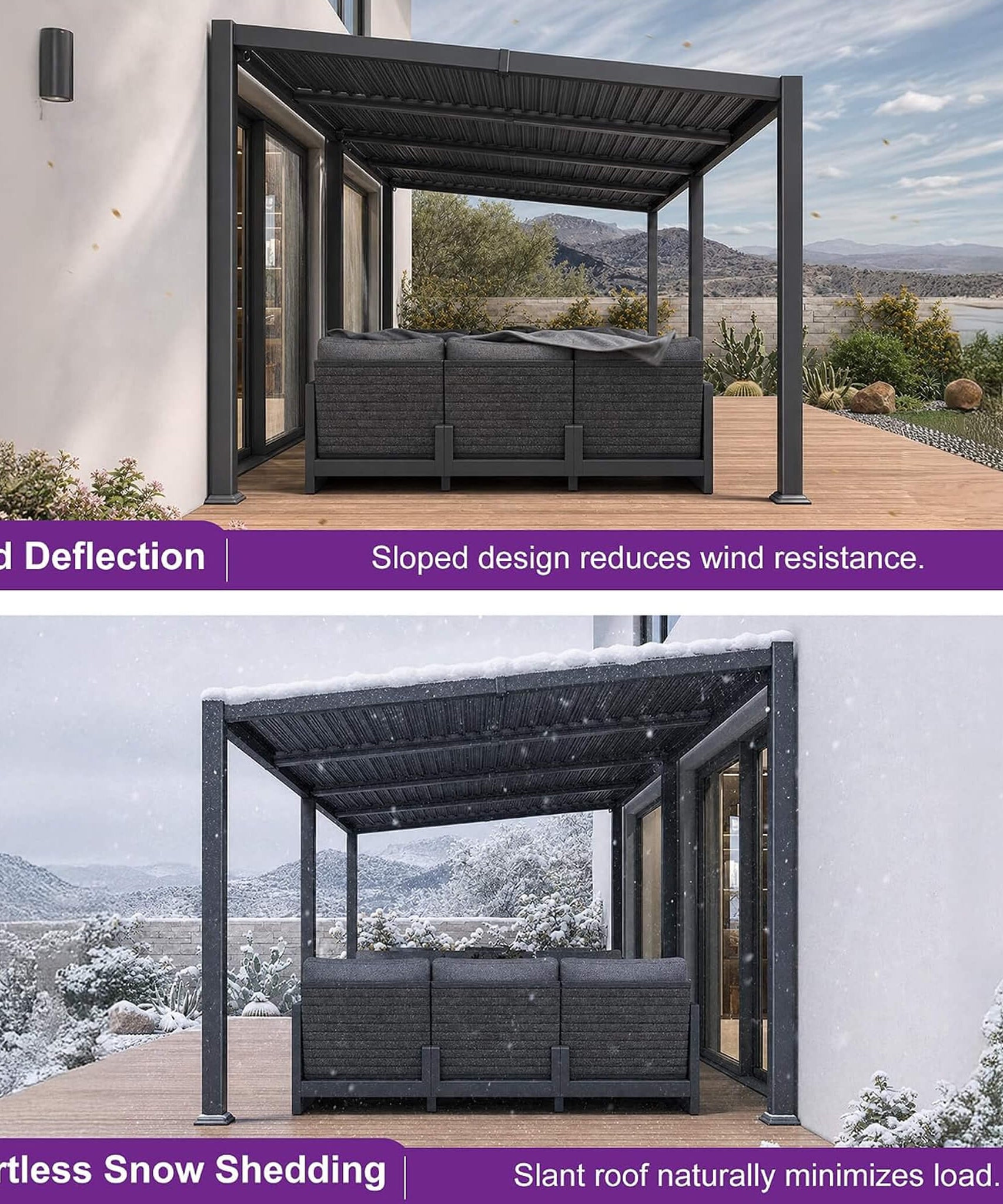 [10X20FT] Alora Modern Louvered Aluminum Pergola With Sloped Roof (SAK12034)