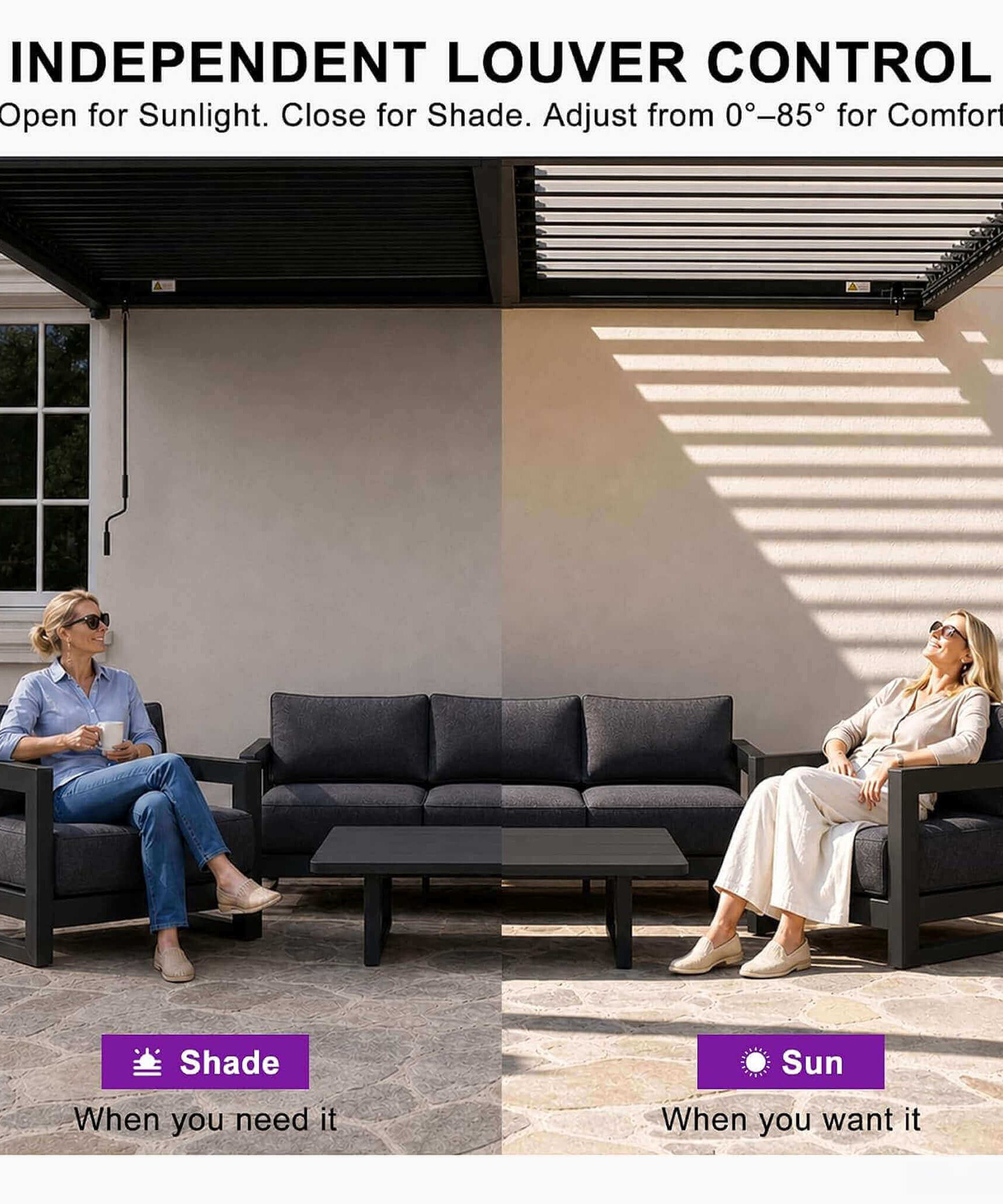 [10X20FT] Alora Modern Wall-Mounted Louvered Pergola With Aluminum Frame (SAK90333)