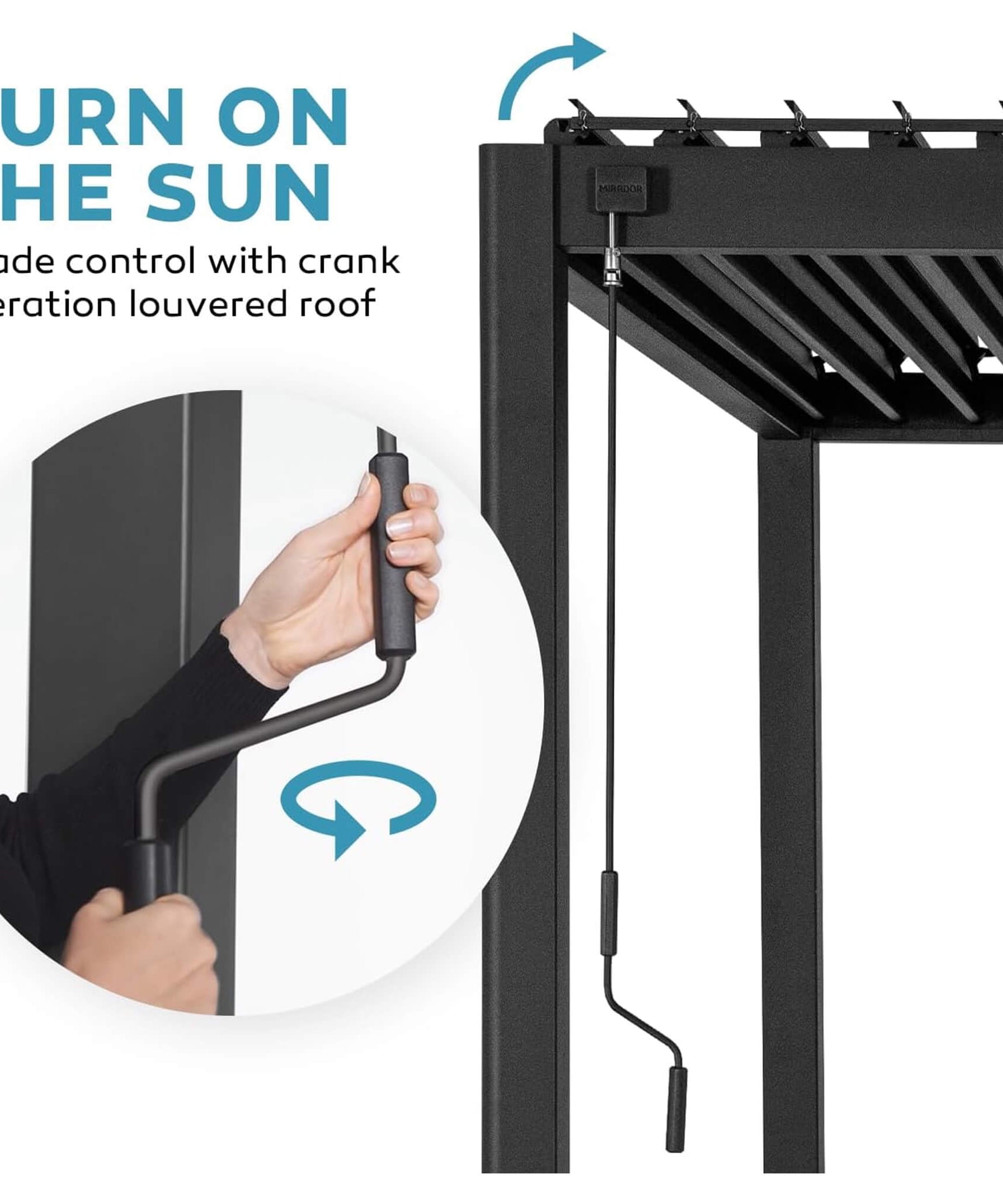 [10X20FT] Alora Modern Outdoor Adjustable Charcoal Louvered Pergola With Screens And Built-In Drainage (SAK64973)