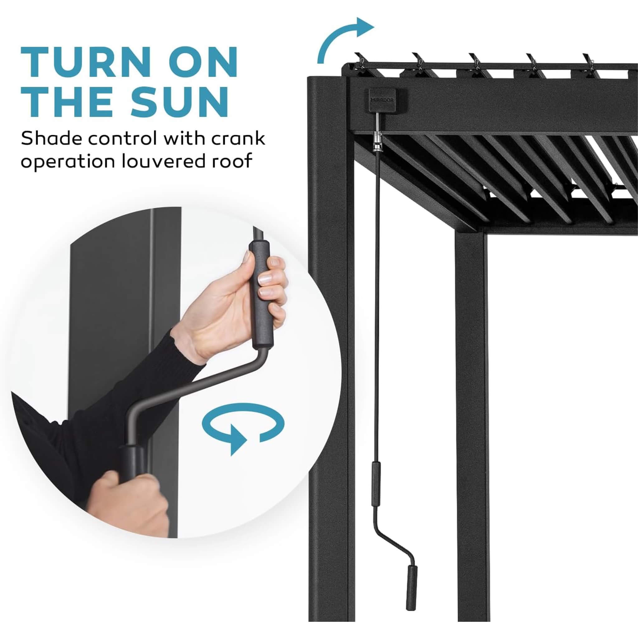 [10X20FT] Alora Modern Outdoor Adjustable Charcoal Louvered Pergola With Screens And Built-In Drainage (SAK64973)